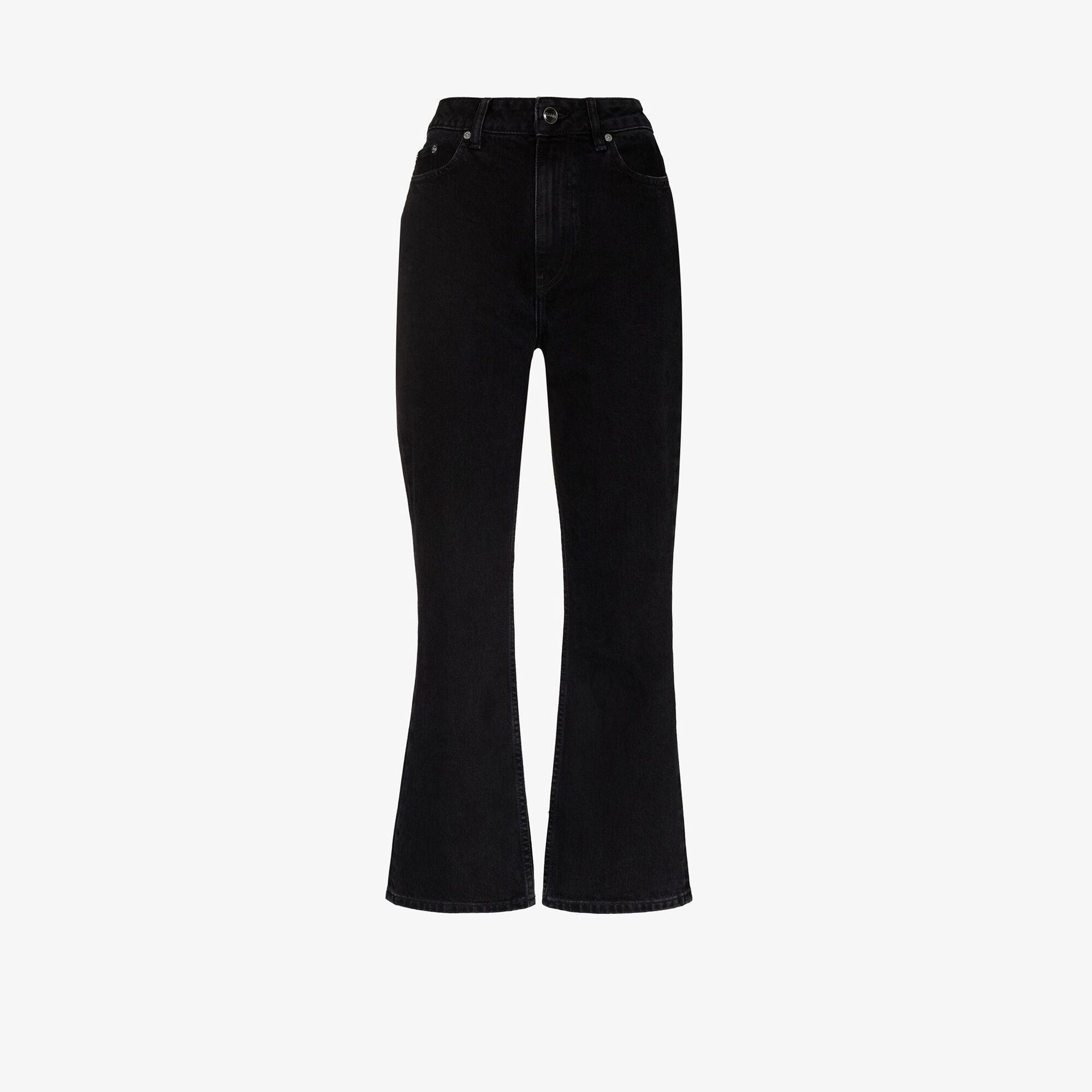 Ganni Cotton Black Betzy Cropped Jeans | Lyst
