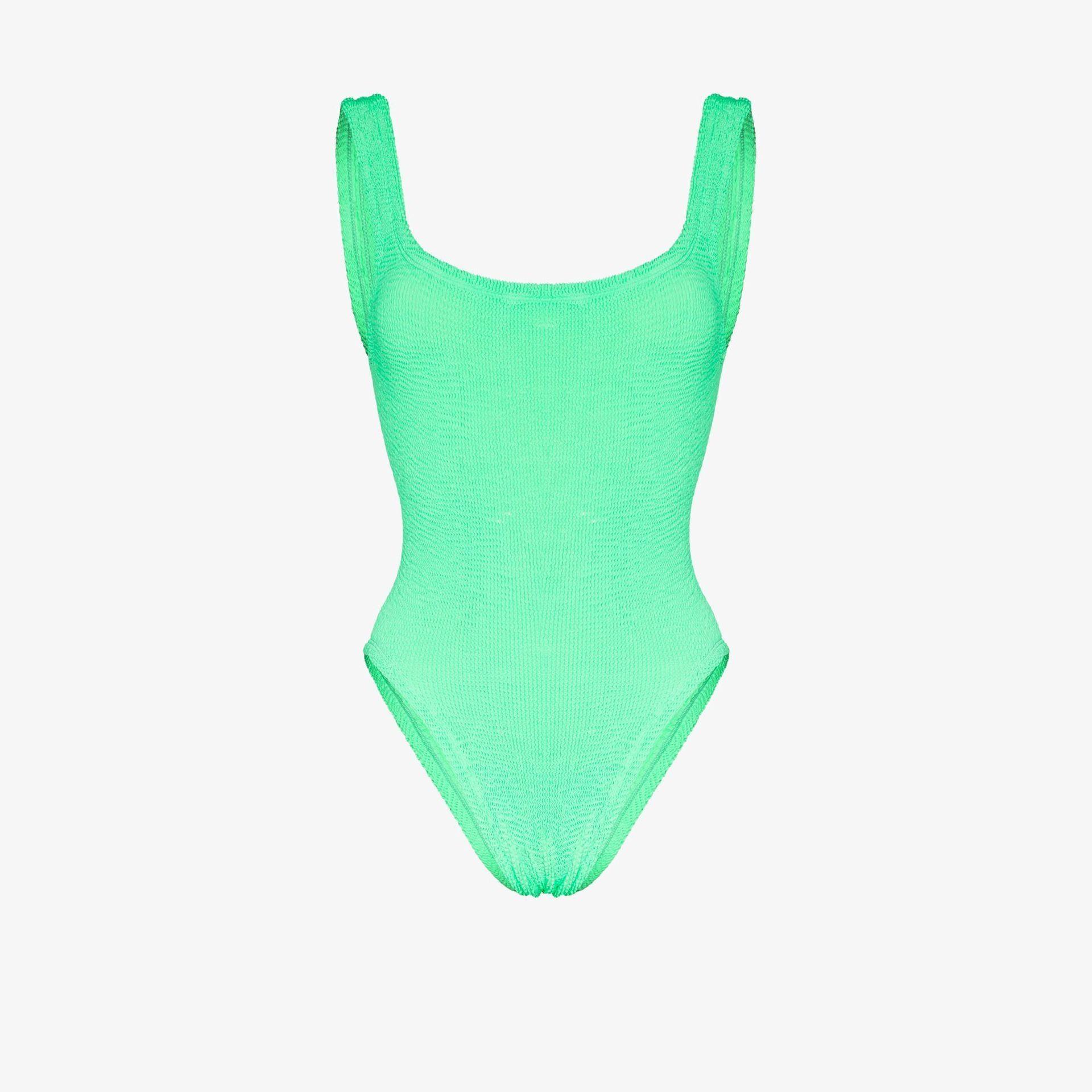 Hunza G Green Classic Square Neck Crinkle Swimsuit | Lyst UK