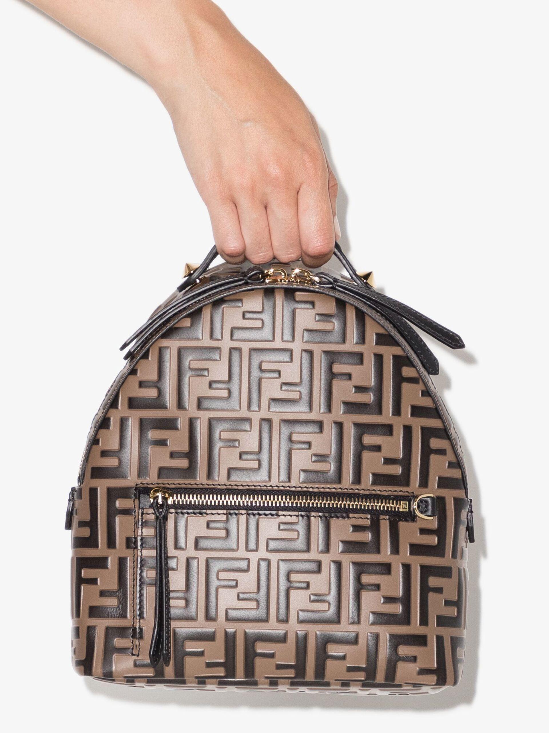 Fendi Brown Monogram Ff Leather Backpack | Lyst