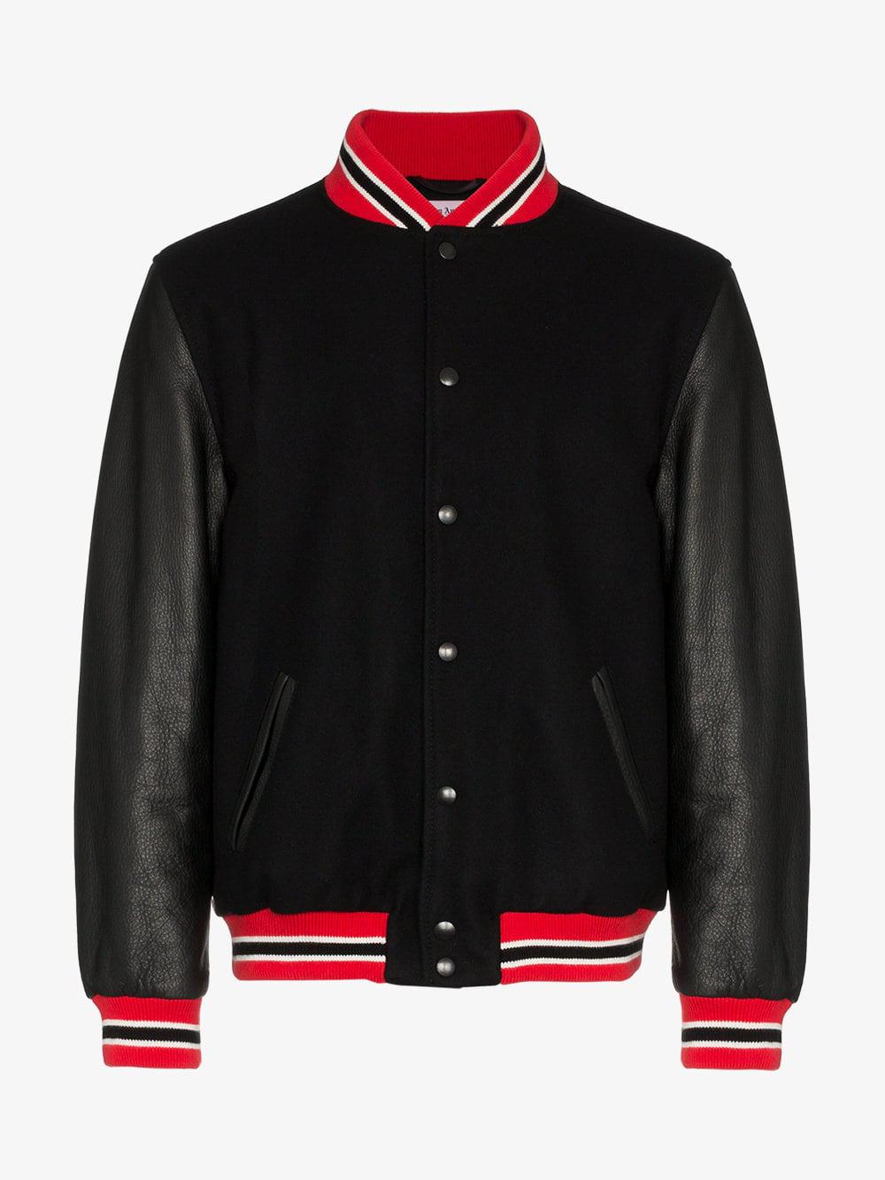 Palm Angels Leather Authentic Varsity Jacket in Black for Men - Lyst