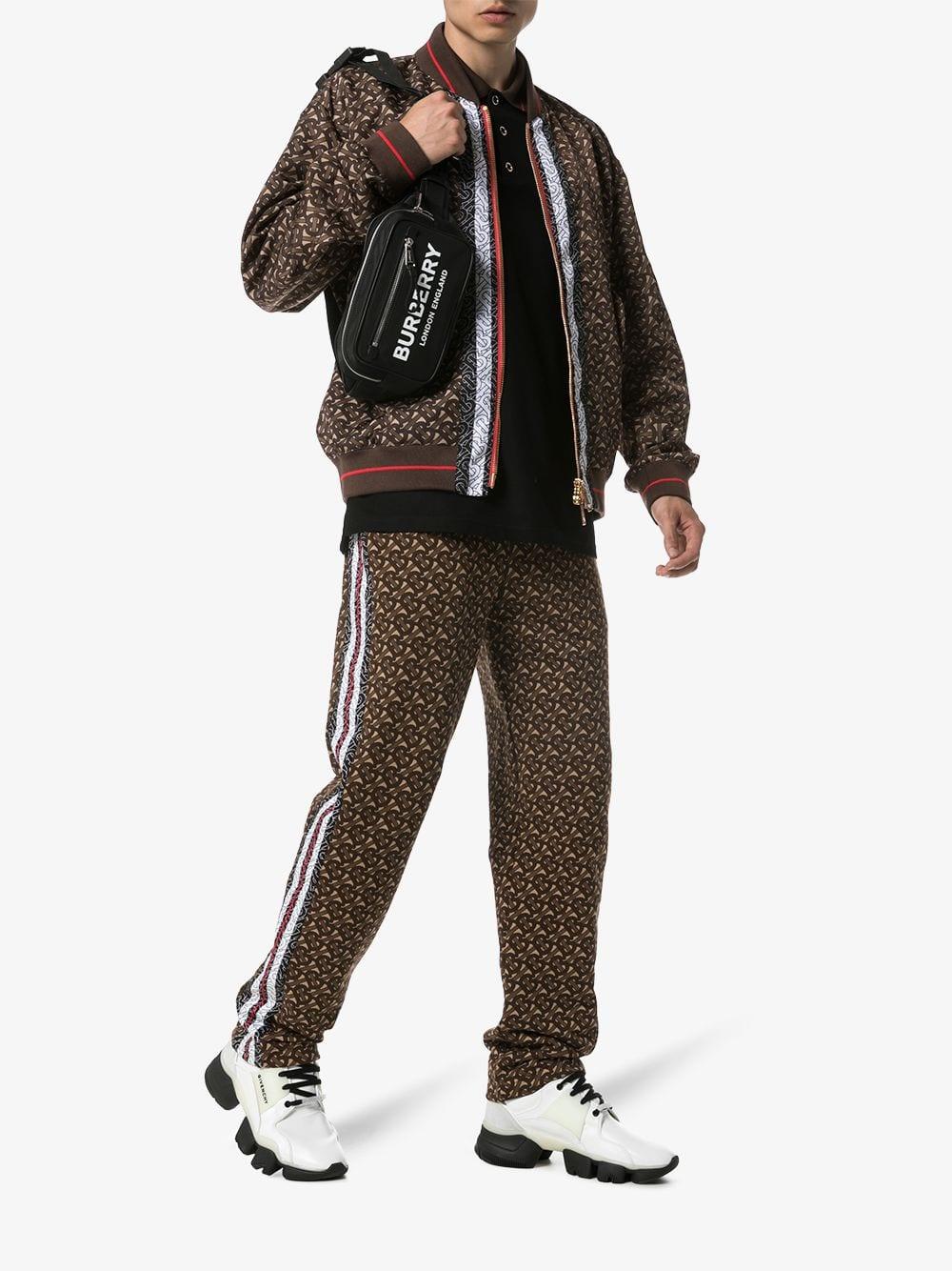 burberry monogram stripe print bomber jacket