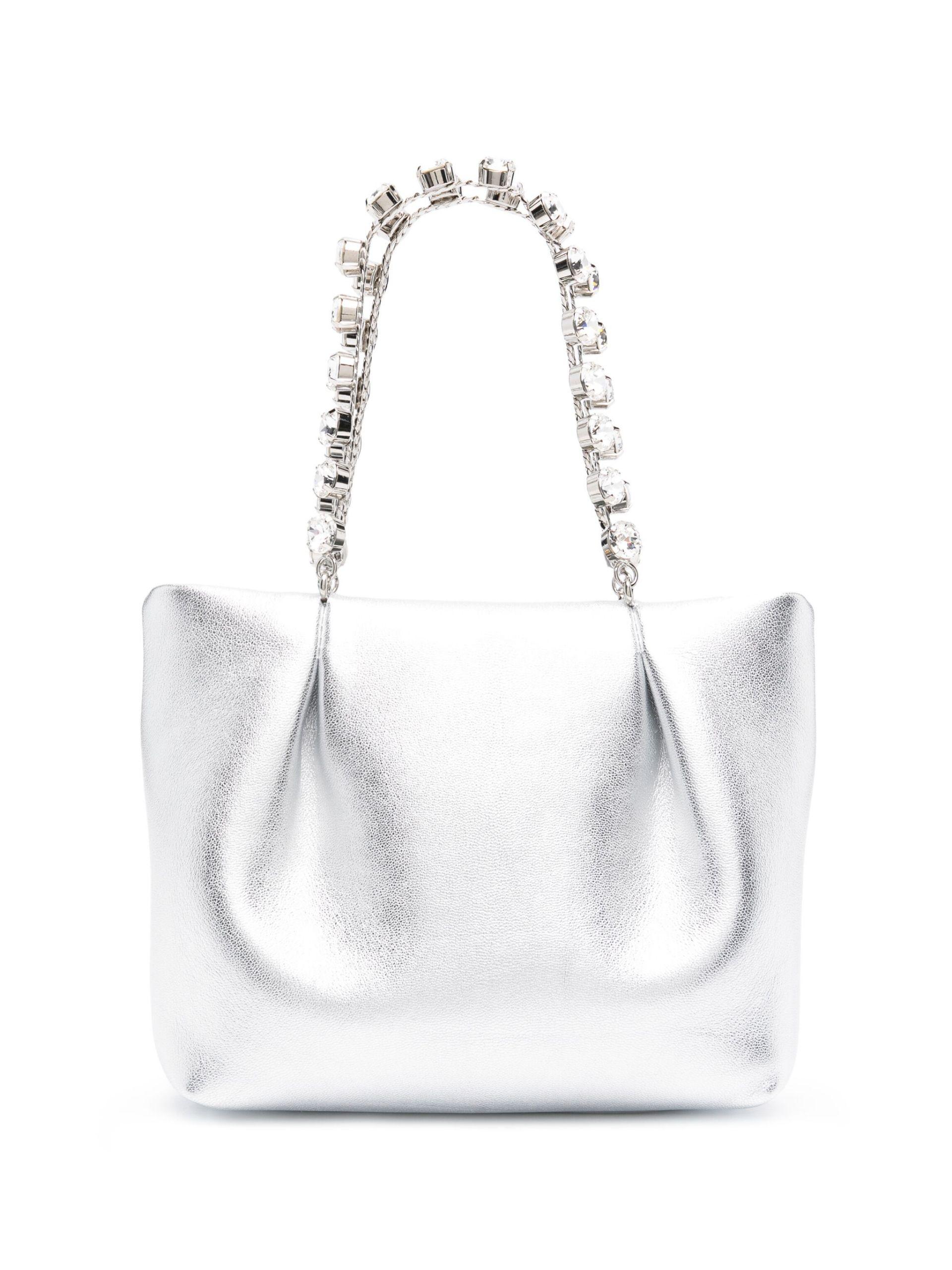 Aquazzura Galactic Crystal Leather Mini Bag in White | Lyst