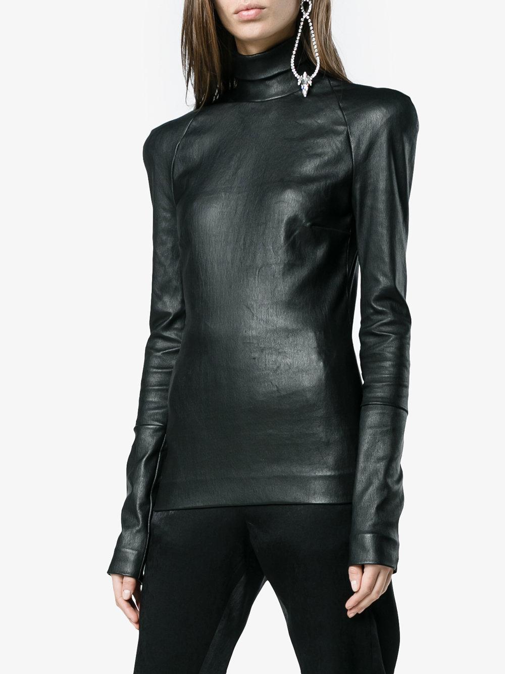 Black 2025 leather turtleneck