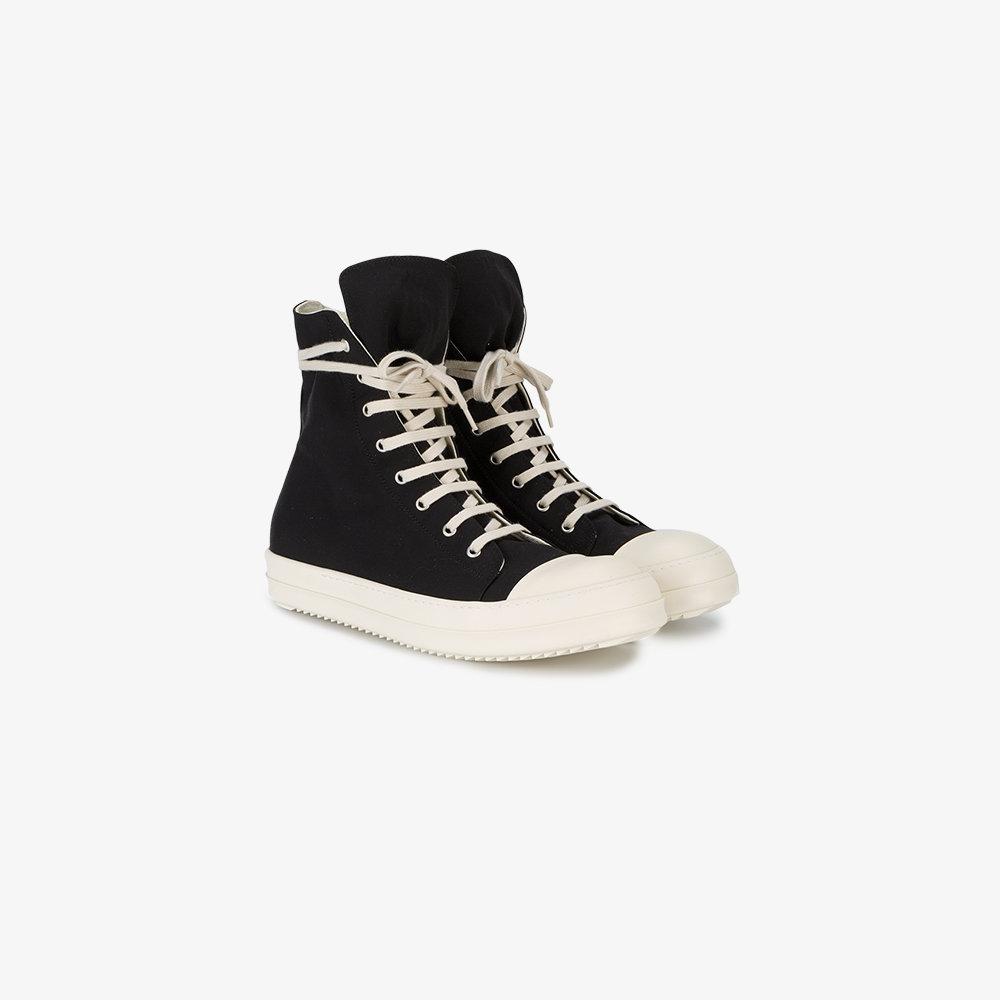 rick owens drkshdw black canvas abstract high sneakers