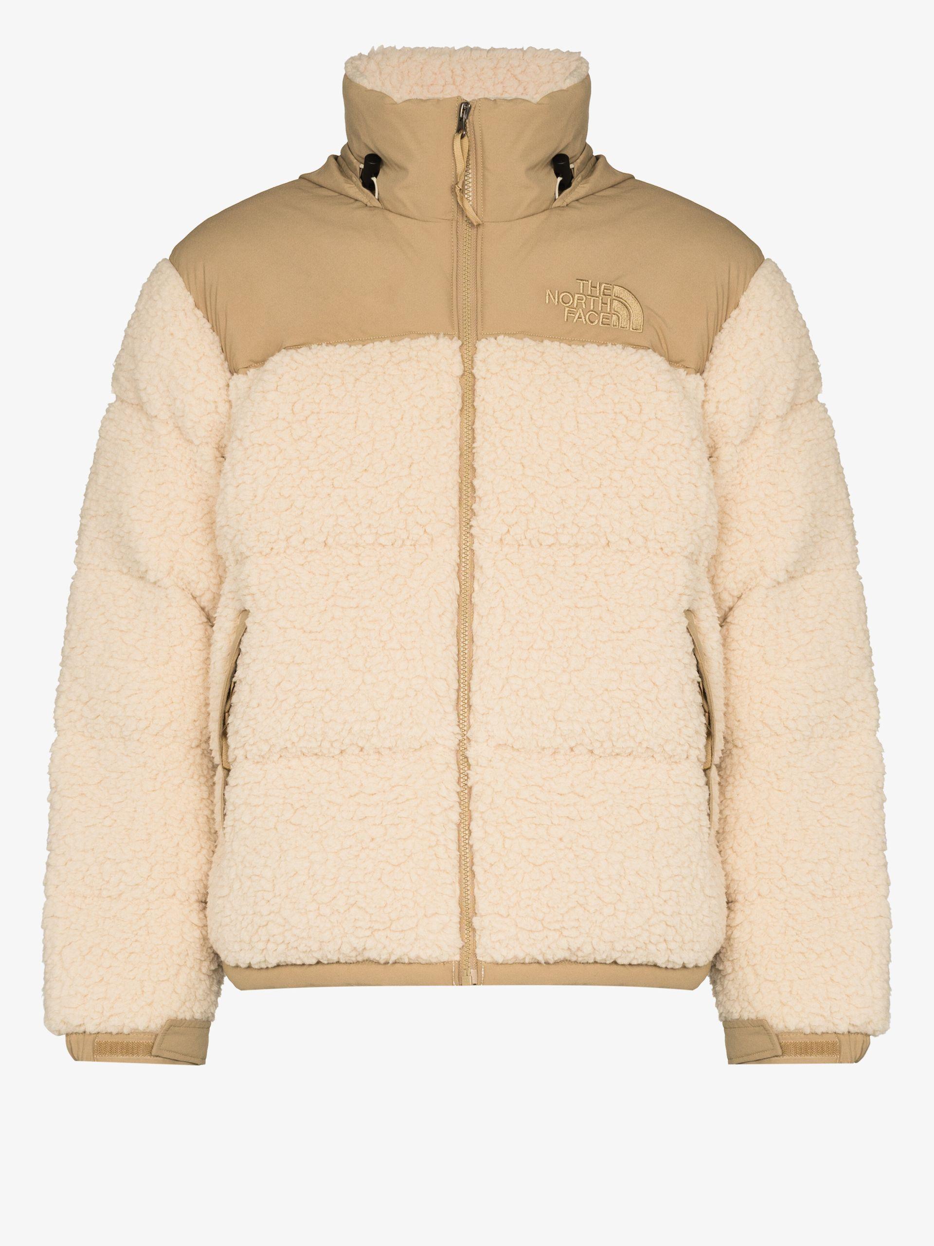 The North Face Beige Nuptse Sherpa Fleece Jacket in Natural for Men | Lyst