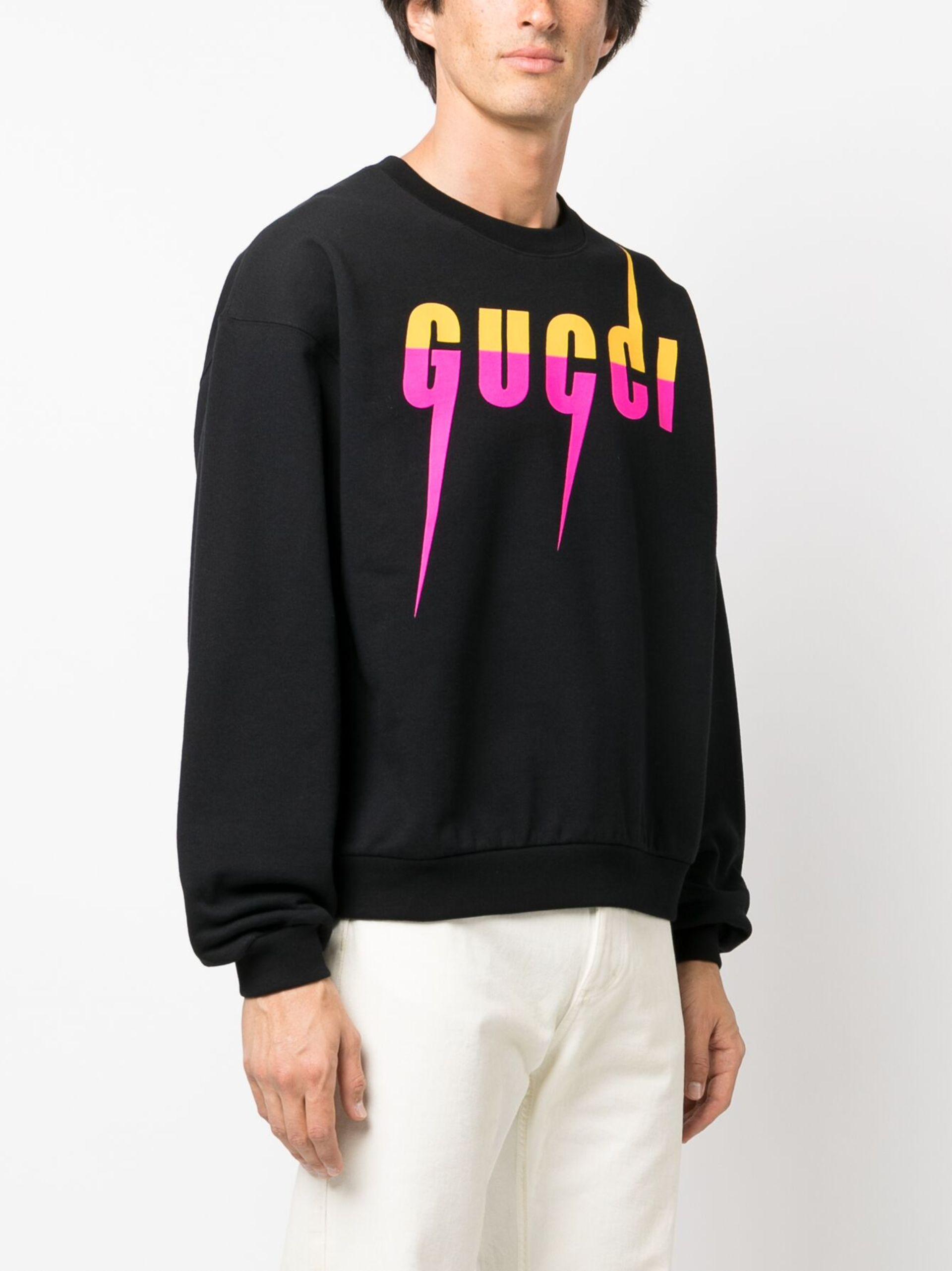 Gucci Blade Logo-print Cotton Sweatshirt in Black for Men | Lyst