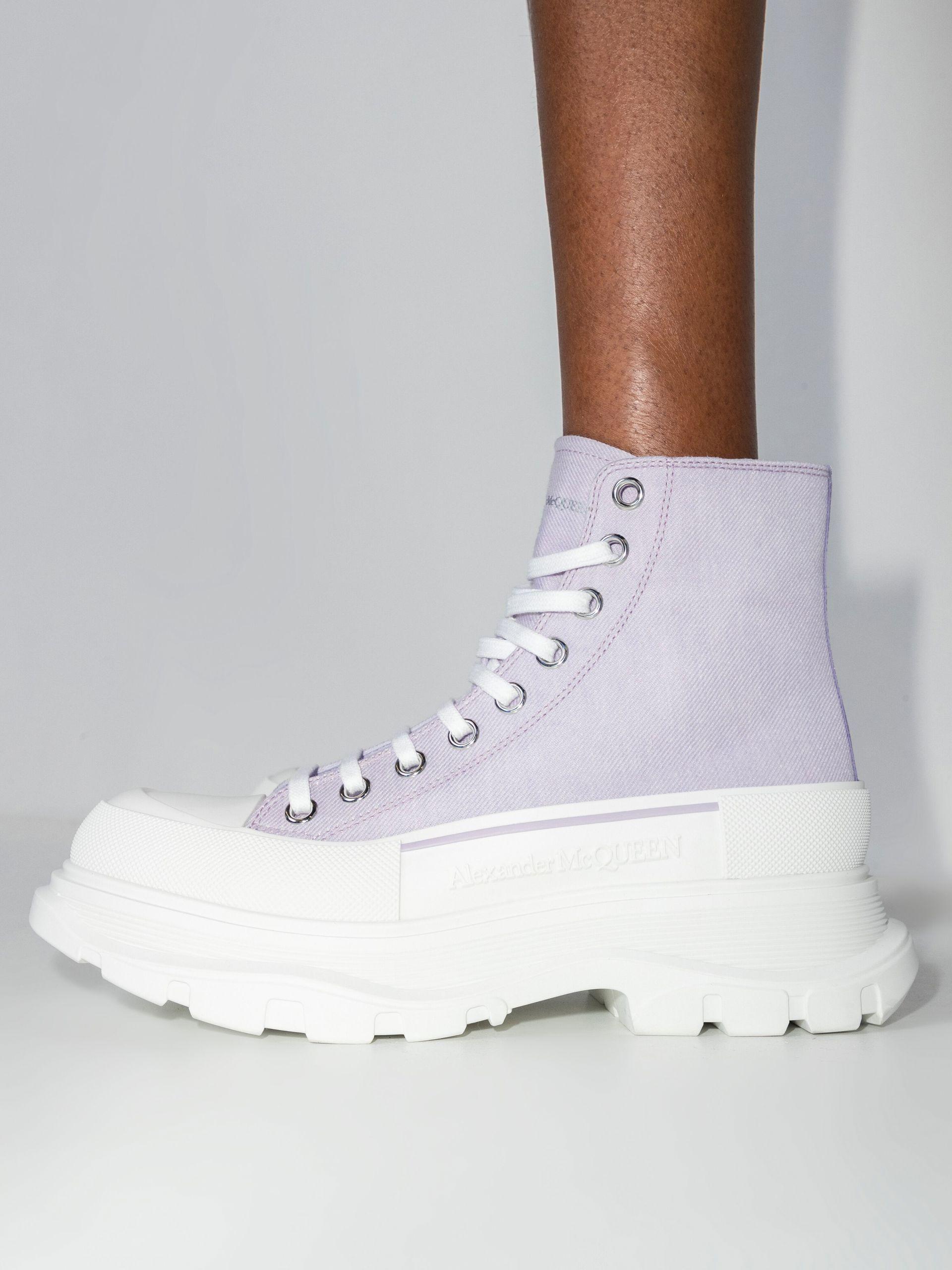 Alexander McQueen Tread Slick High Top Canvas Sneakers in Purple 