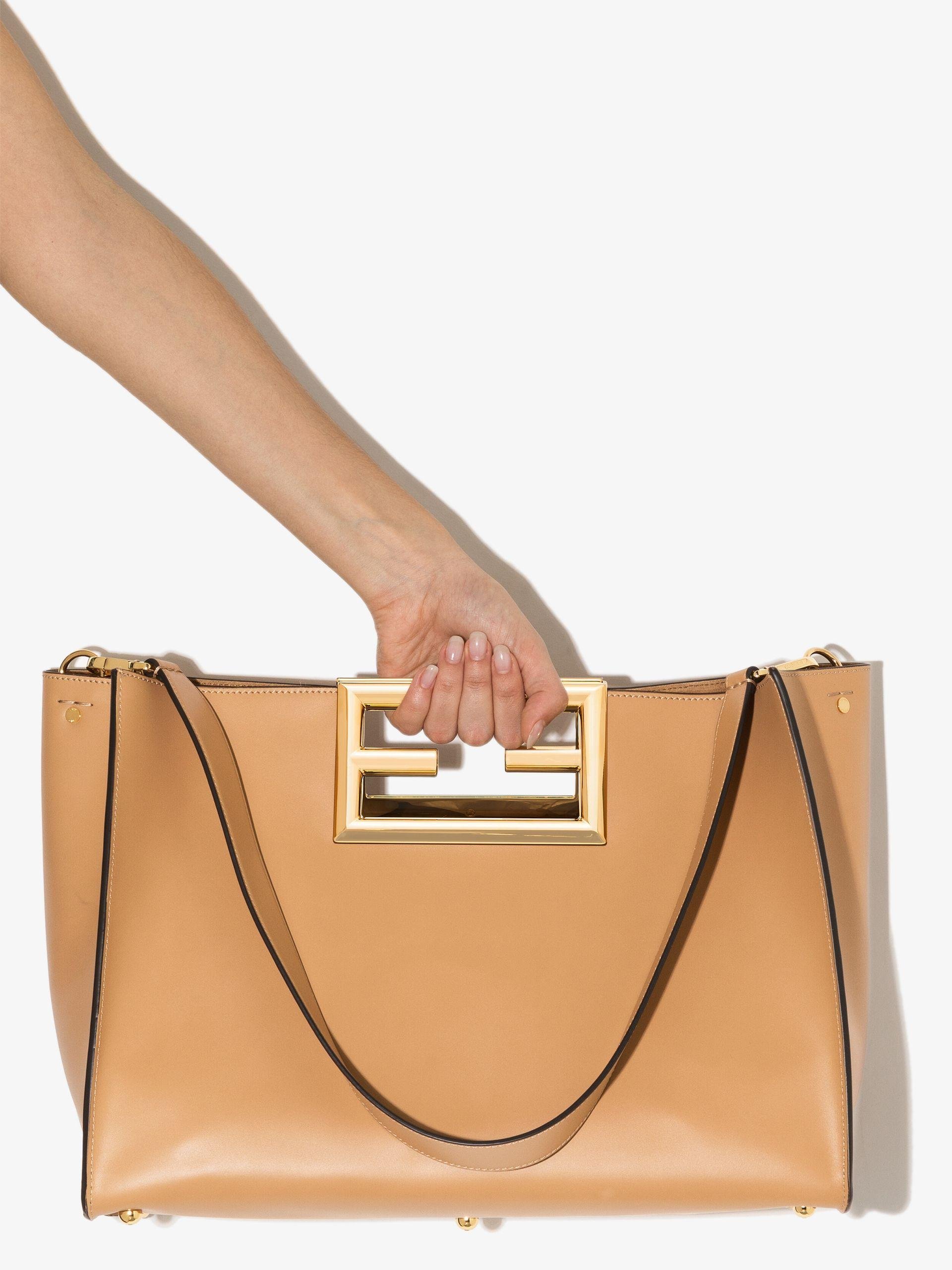 Fendi Beige Way Large Leather Tote Bag - - Leather in Brown | Lyst