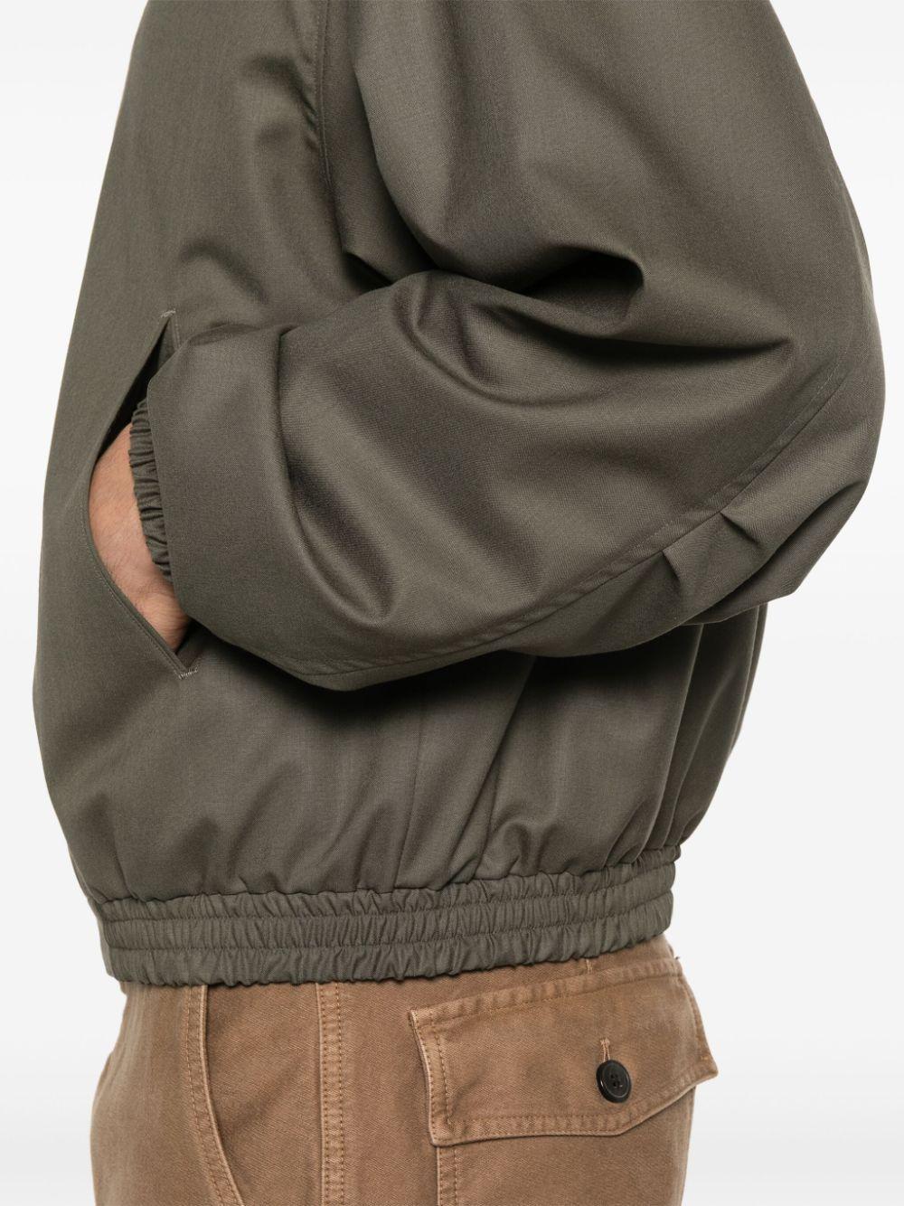 AURALEE Super Fine Tropical Wool Zip Bomber Jacket in Green AURALEE Super Fine Tropical Wool Zip Bomber Jacket in Green