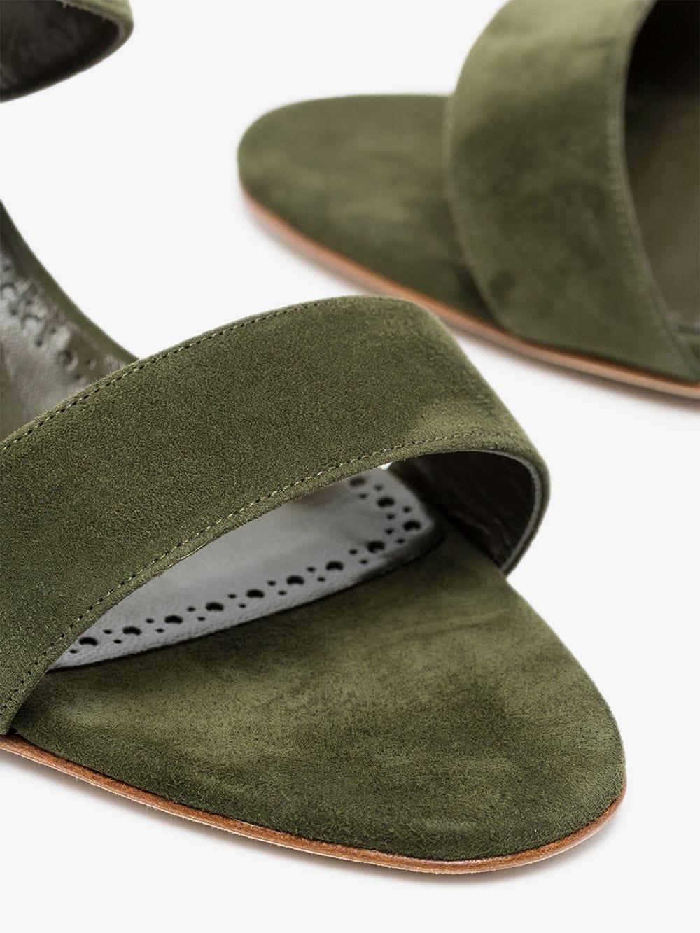 Manolo Blahnik Gable 70 Khaki Suede Sandals in Military Green (Green