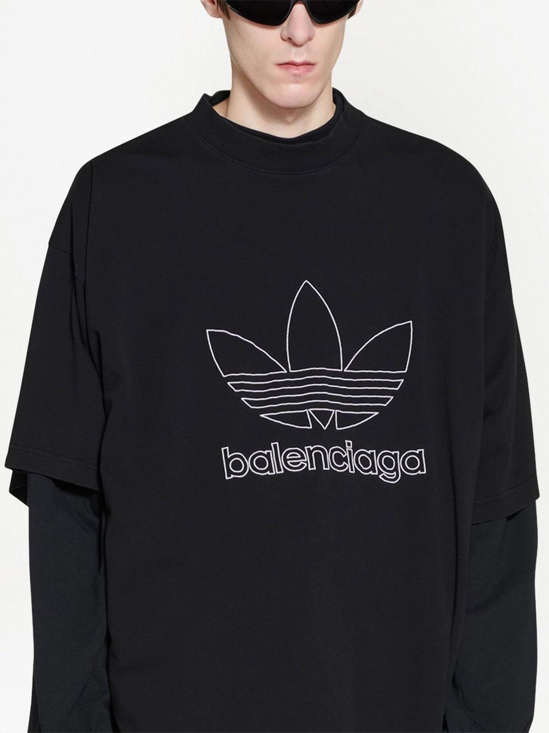 Balenciaga X Adidas Trefoil Print T-shirt in Black | Lyst