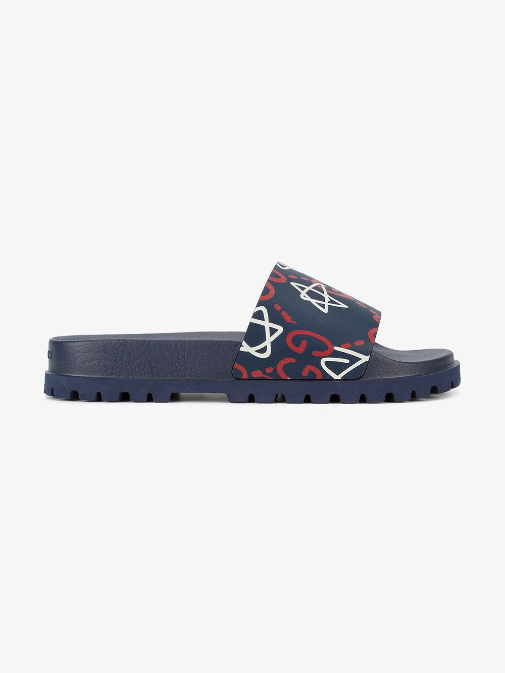 gucci ghost slides red