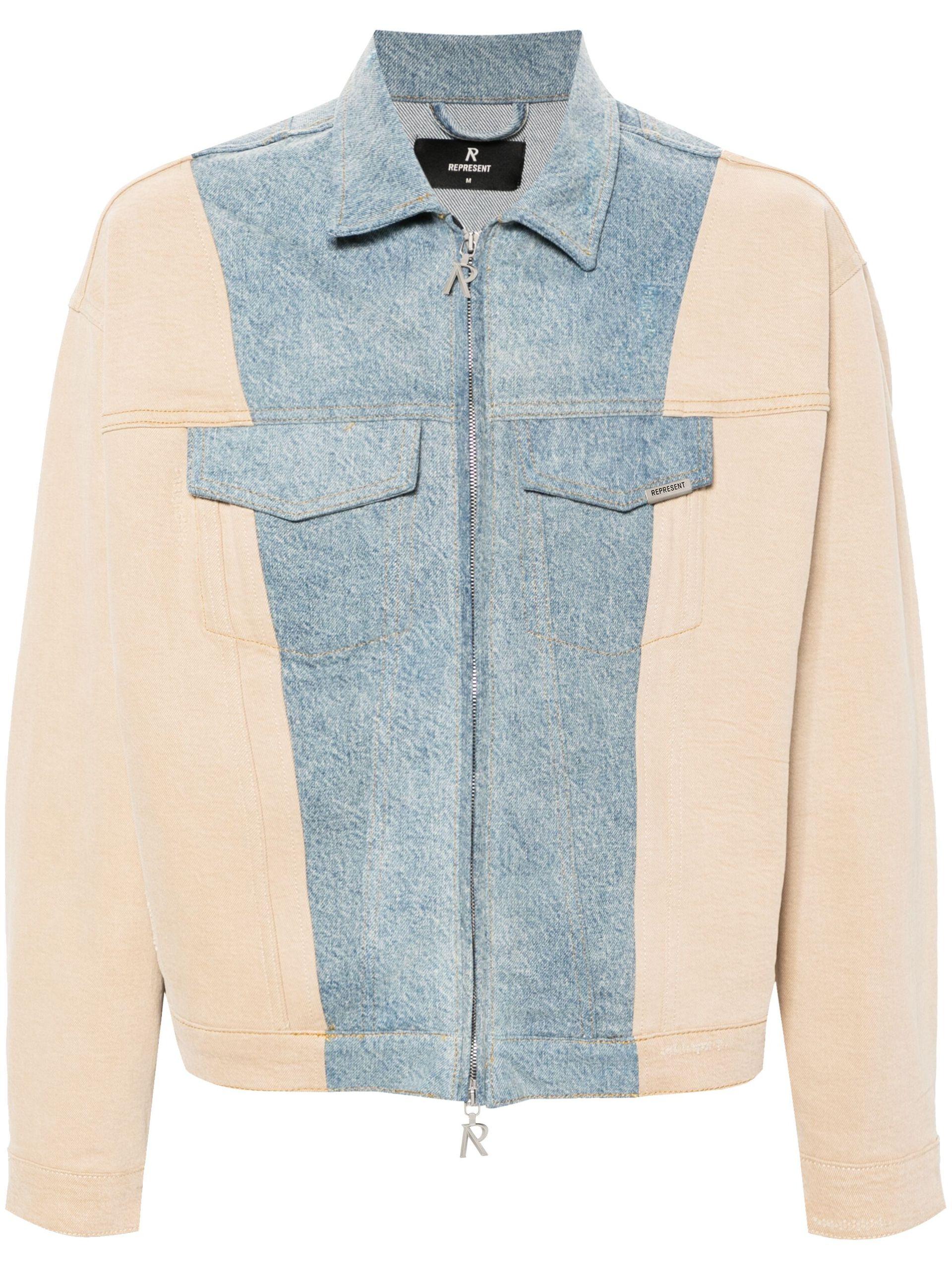 Colour block denim jacket mens sale