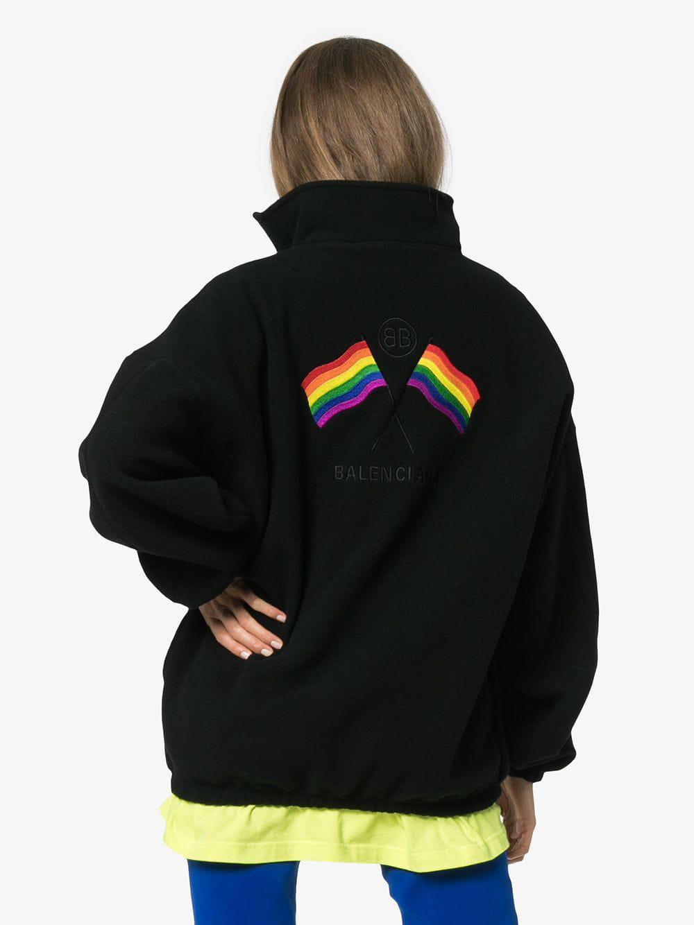 Balenciaga Pride Flag Fleece Jacket in Black | Lyst