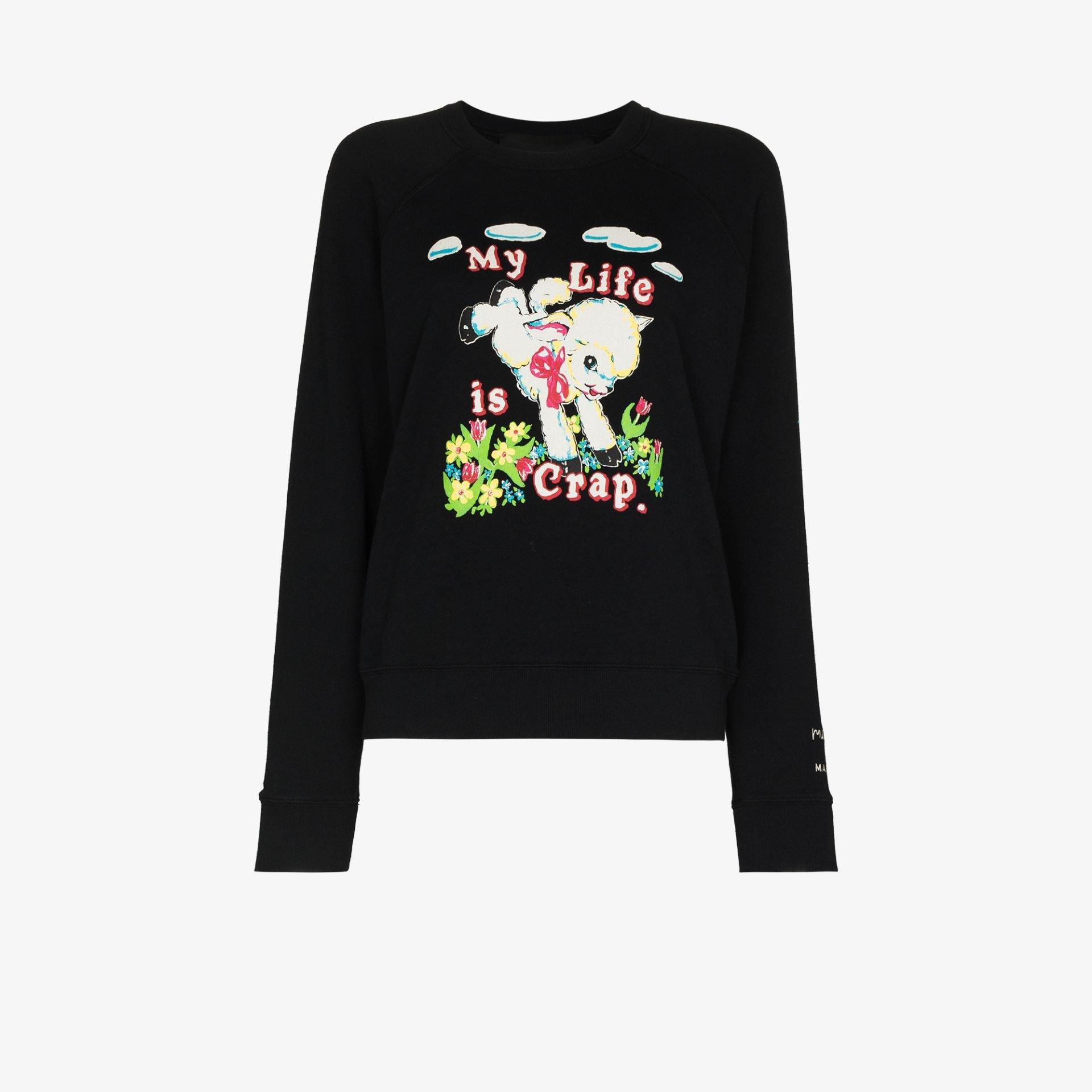 MAGDA ARCHER Crewneck Sweatshirt With MY LIFE IS CRAP Print | craft-ivf.com
