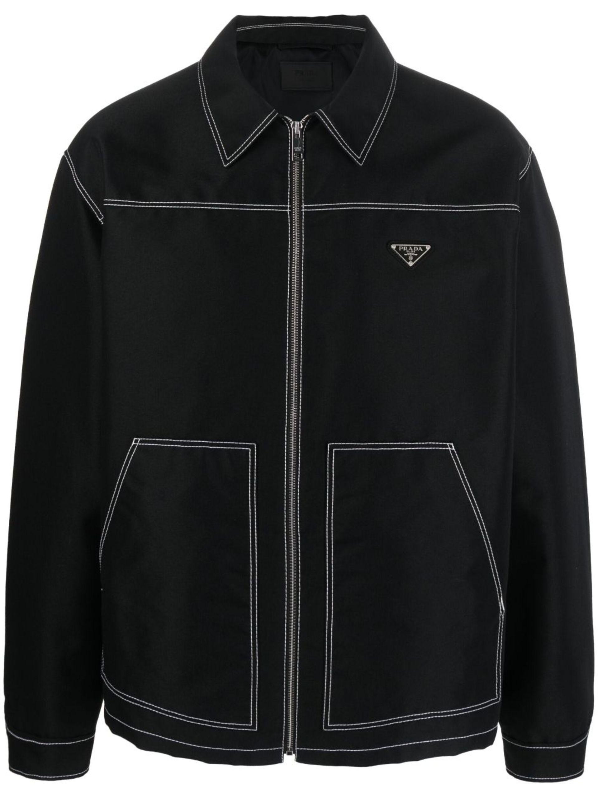Prada Contrast-stitching Shirt Jacket in Black for Men | Lyst