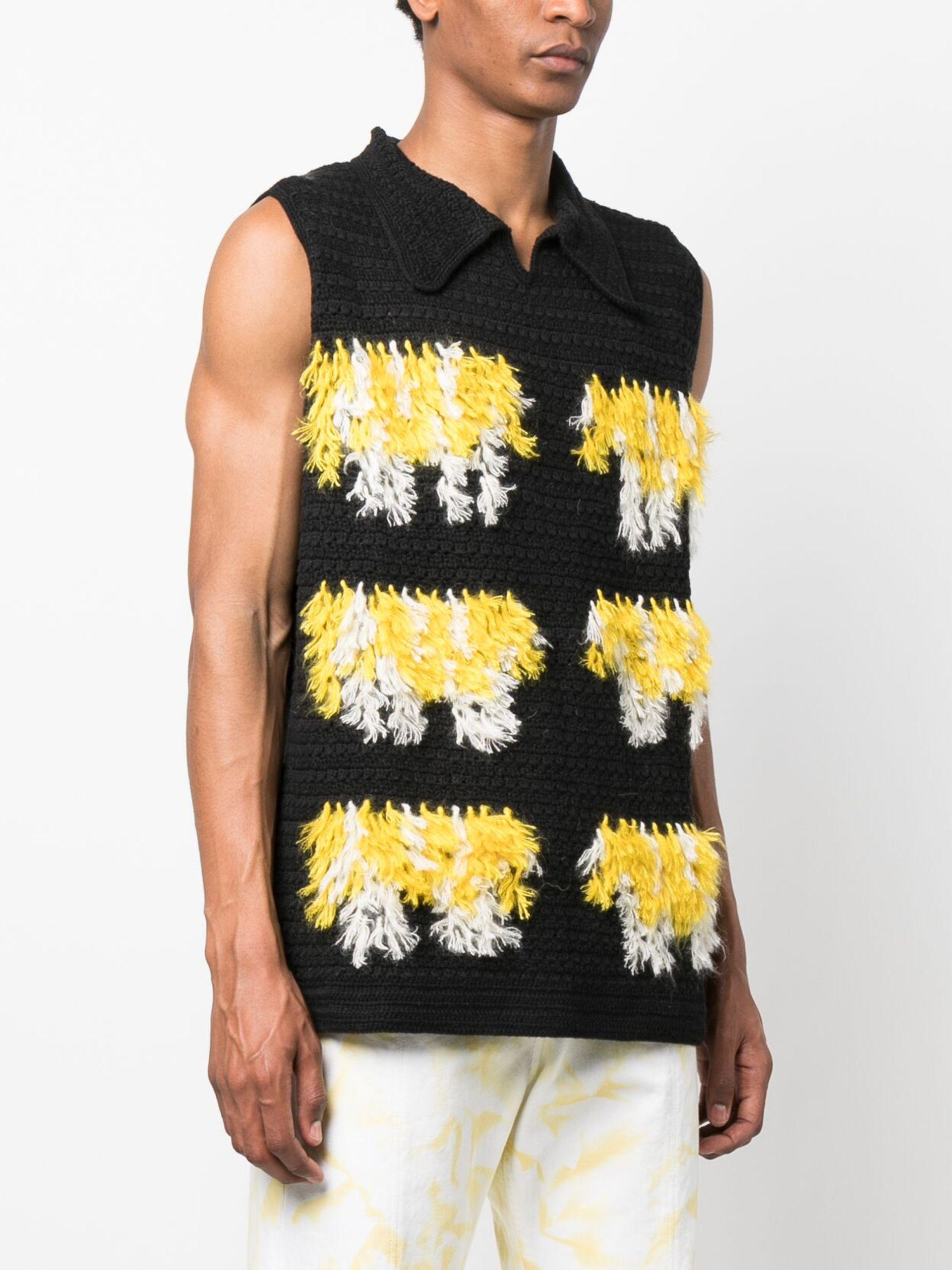 NAMACHEKO Baran Polo Fringed-detail Knitted Vest in Black for Men 