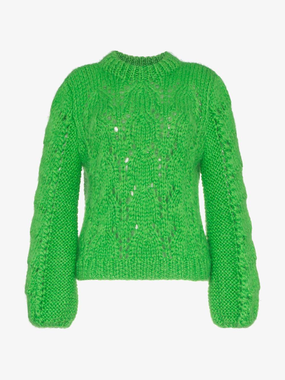 Ganni Julliard Mohair And Wool Sweater in Green - Lyst