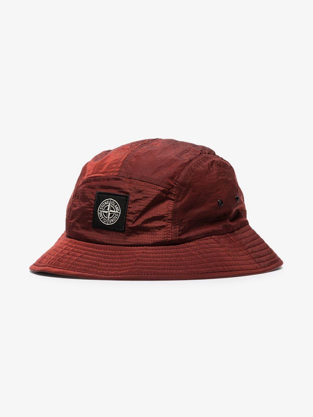 Red Logo Embroidered Patch Bucket Hat 