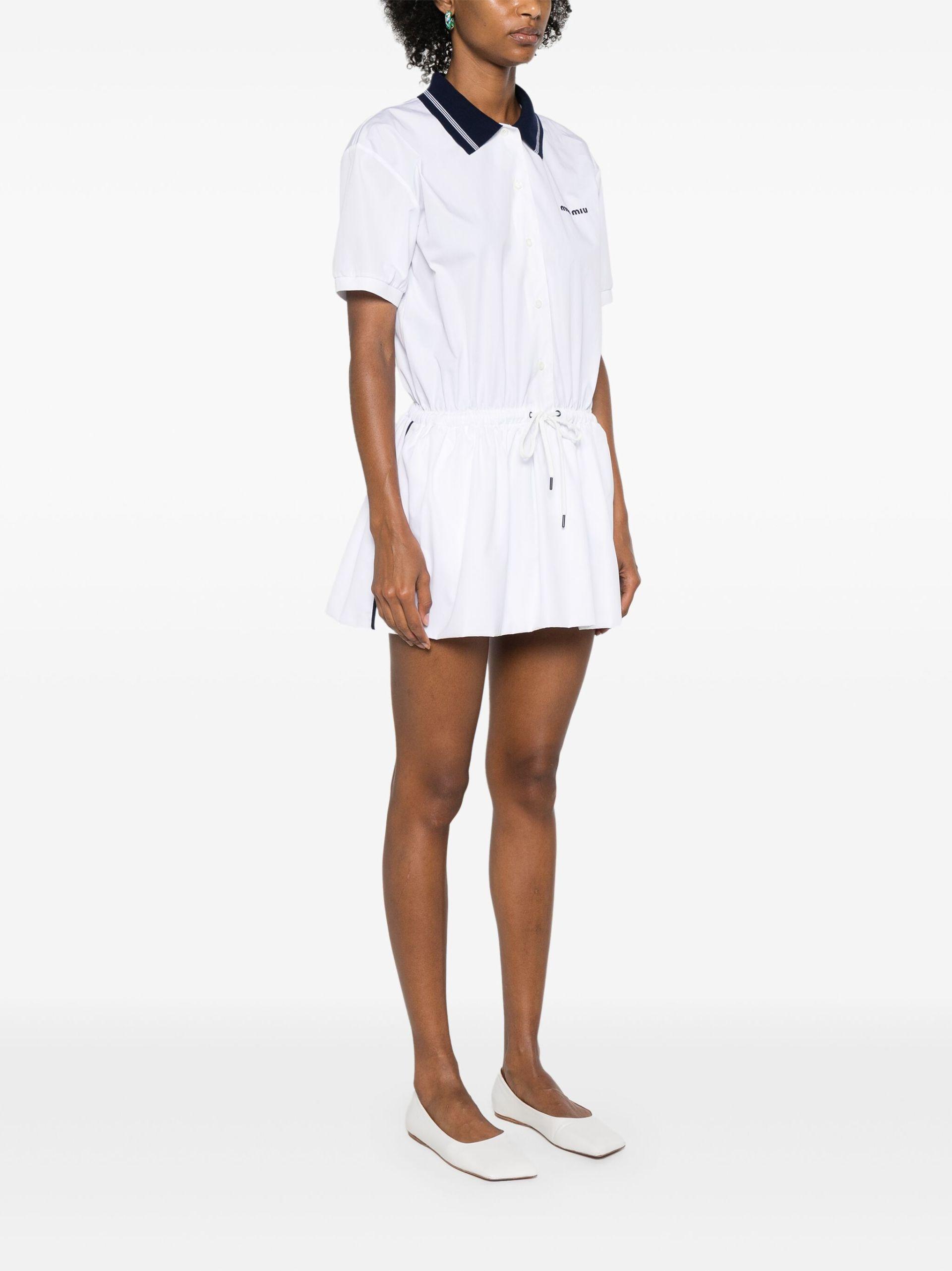 ワンピース Miu Miu Embroidered Poplin Mini Polo Dress Miu Miu Logo Cotton Polo Dress in White | Lyst Australia