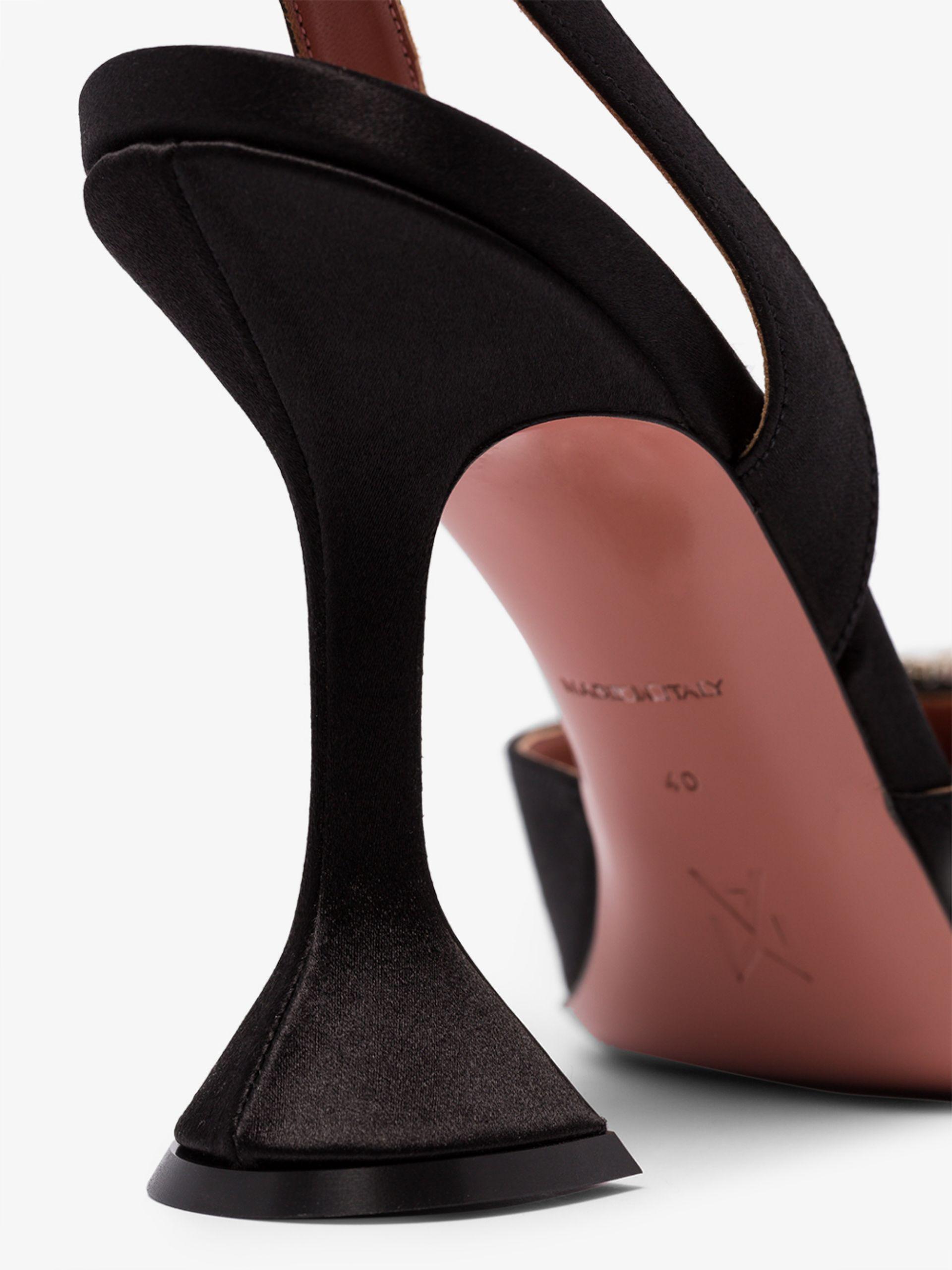 Black Begum 70 satin crystal buckle slingbacks