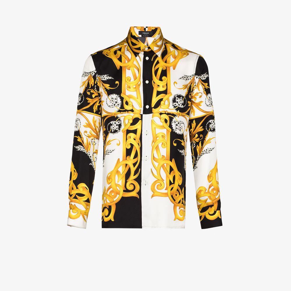 Versace Acanthus Print Silk Shirt in Yellow for Men - Save 10% - Lyst