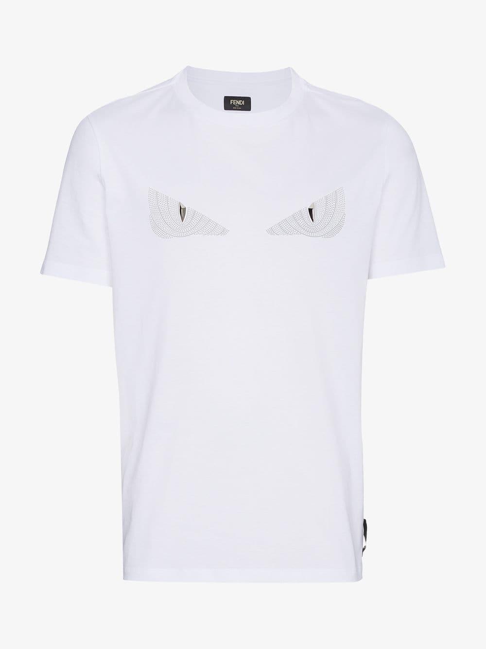 Fendi Monster Eyes Applique T Shirt in White for Men | Lyst