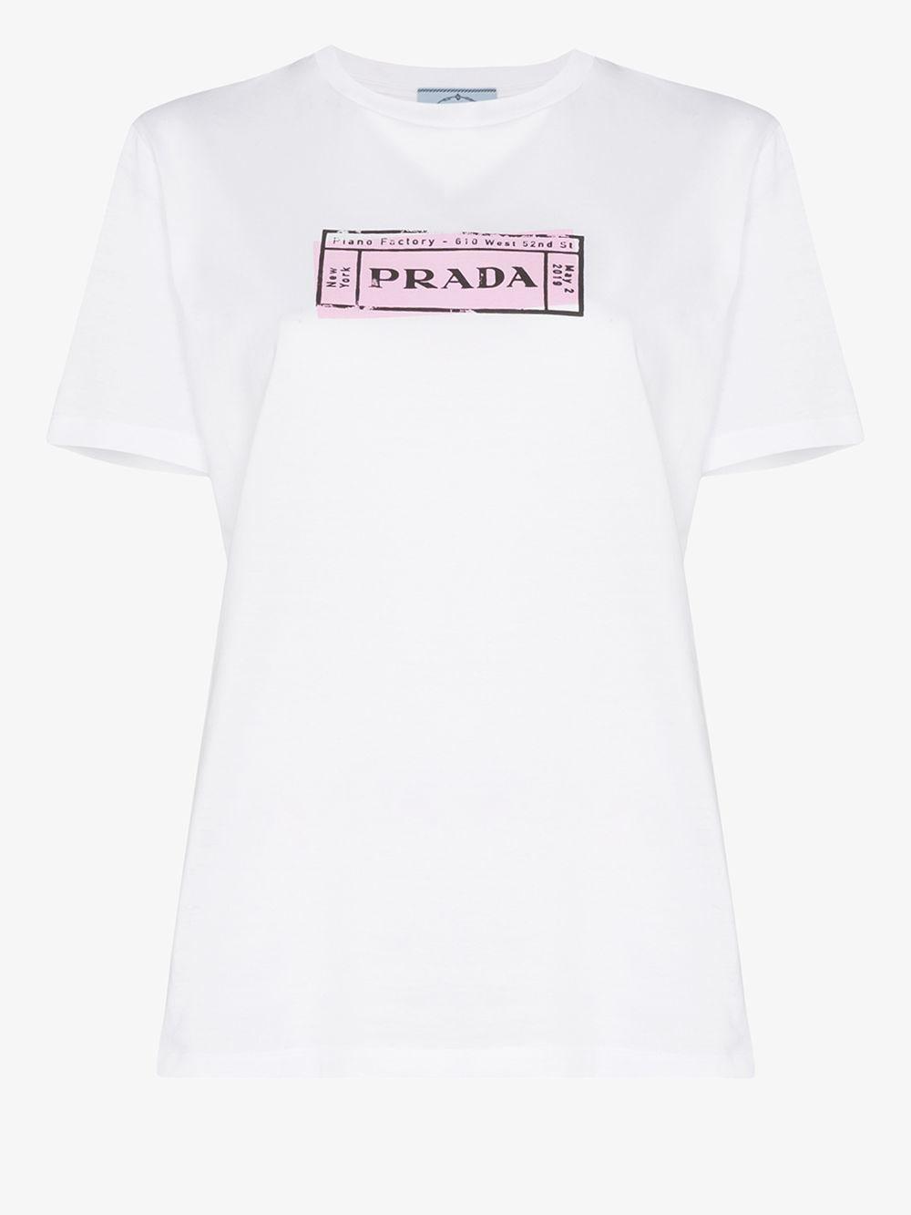Prada Cotton Logo Ticket T-shirt in White | Lyst