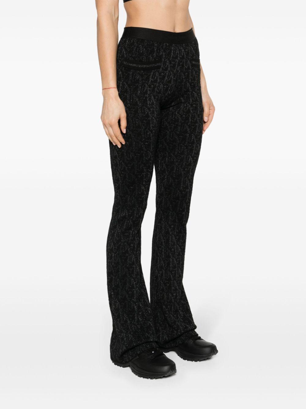 パンツ PALM ANGELS MONOGRAM JACQUARD KNIT TROUSERS Palm Angels Monogram-Jacquard Knitted Trousers in Black | Lyst