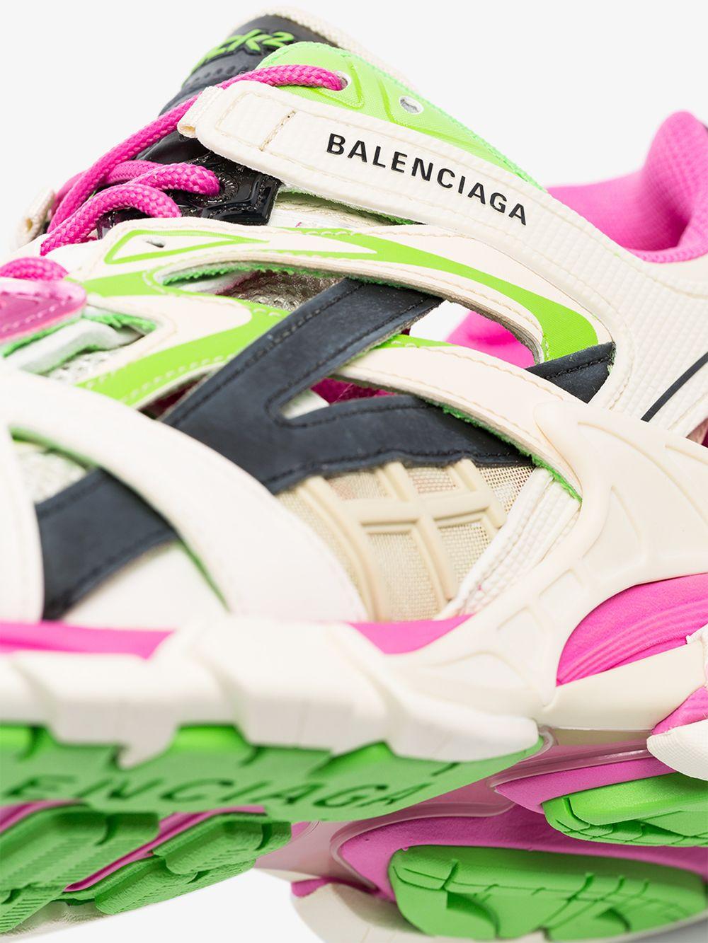 Balenciaga White, Green And Pink Track 2 Sneakers for Men | Lyst