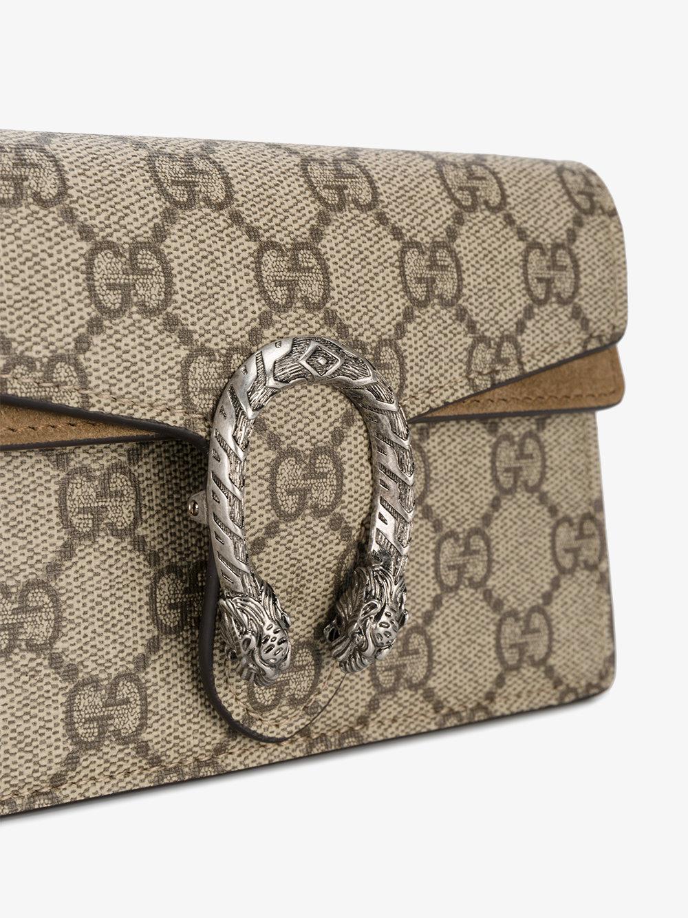 Gucci Beige Dionysus GG Supreme Super Mini Bag in Natural - Lyst