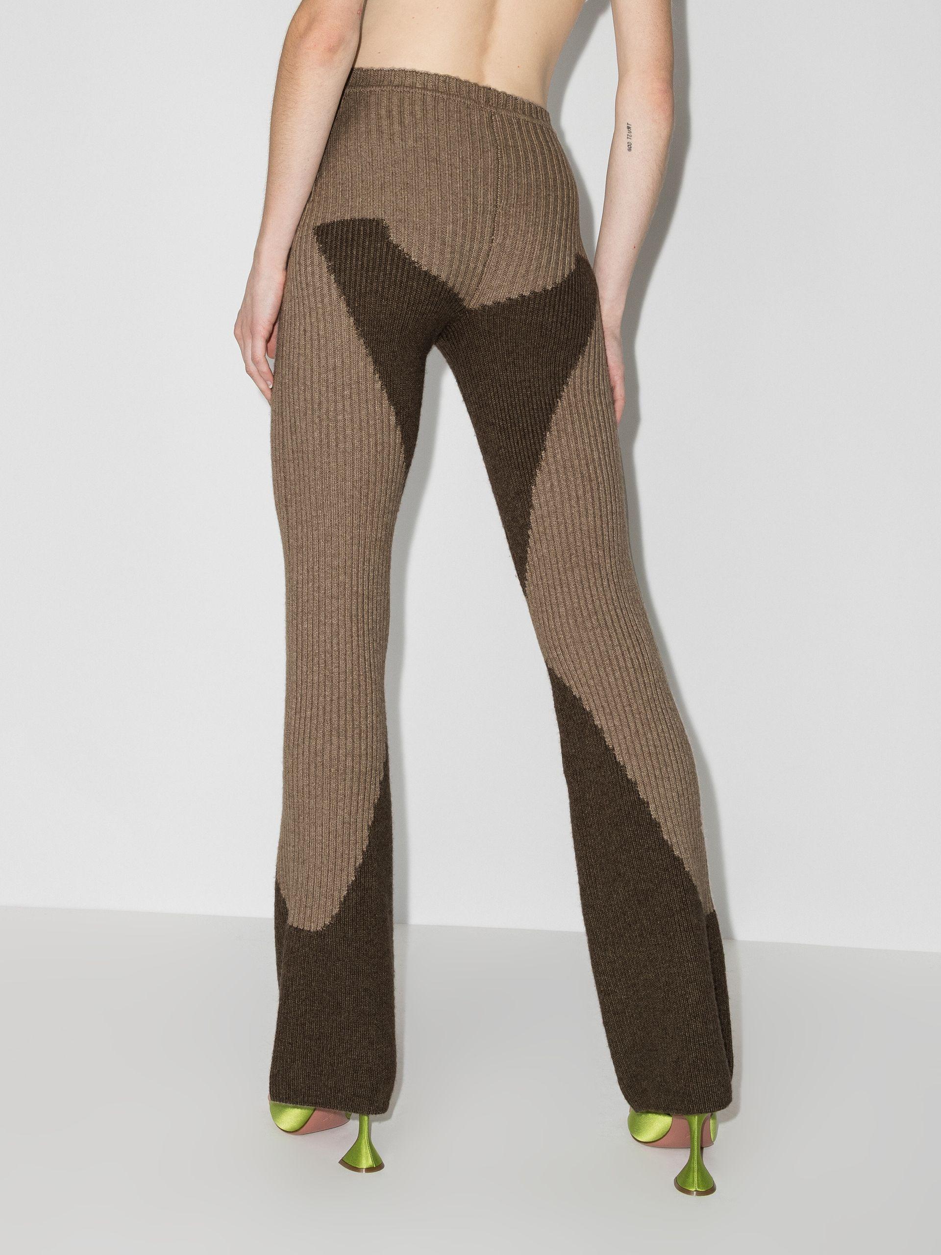 Danielle Guizio Zine Flared Knitted Trousers in Brown