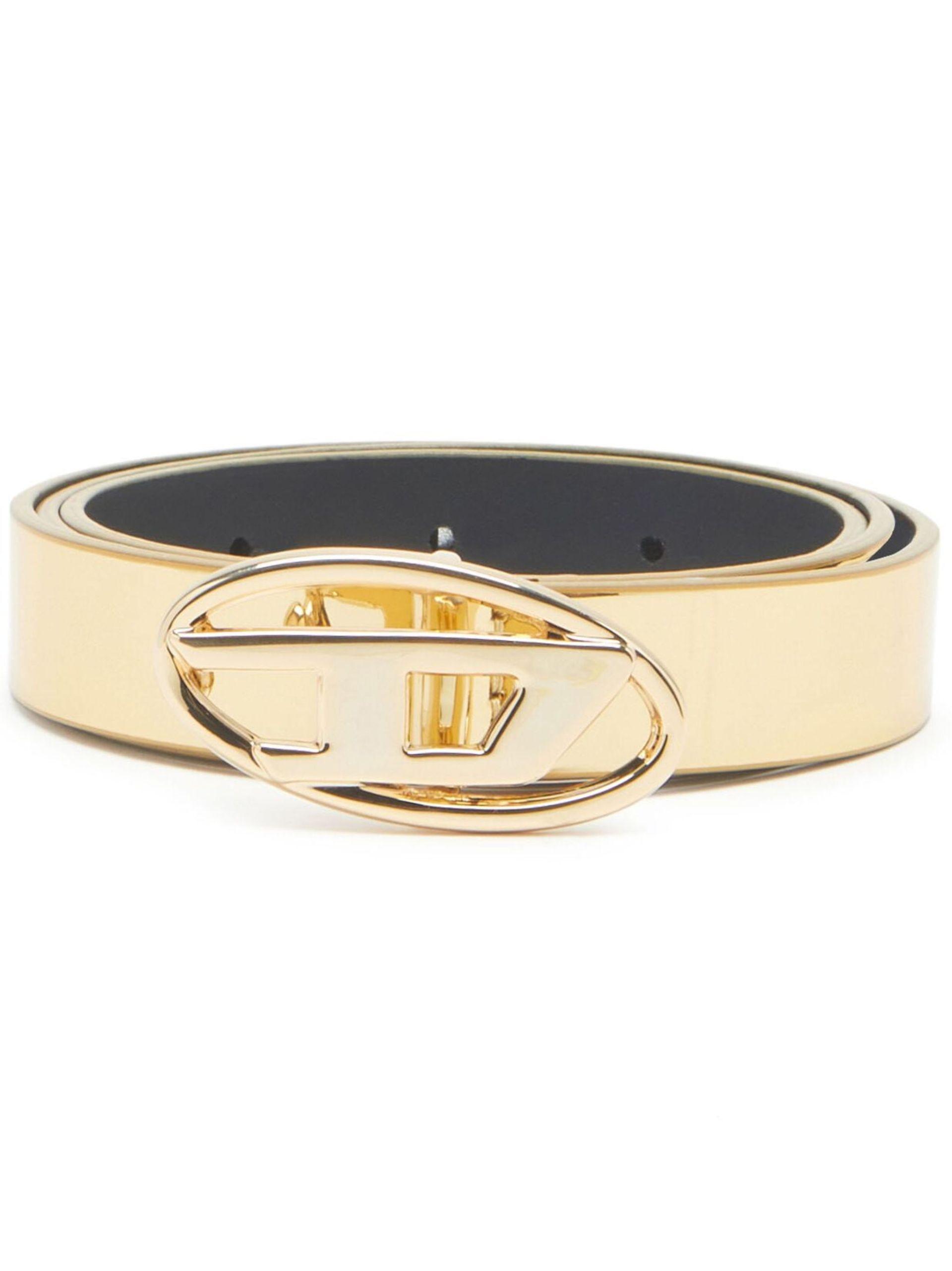 diesel logo lettering leather belt