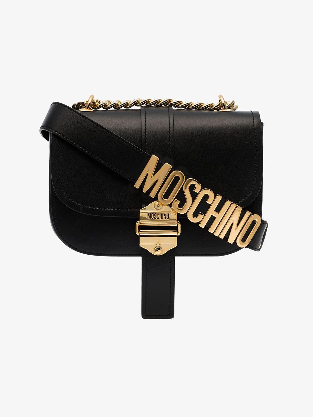moschino black leather shoulder bag