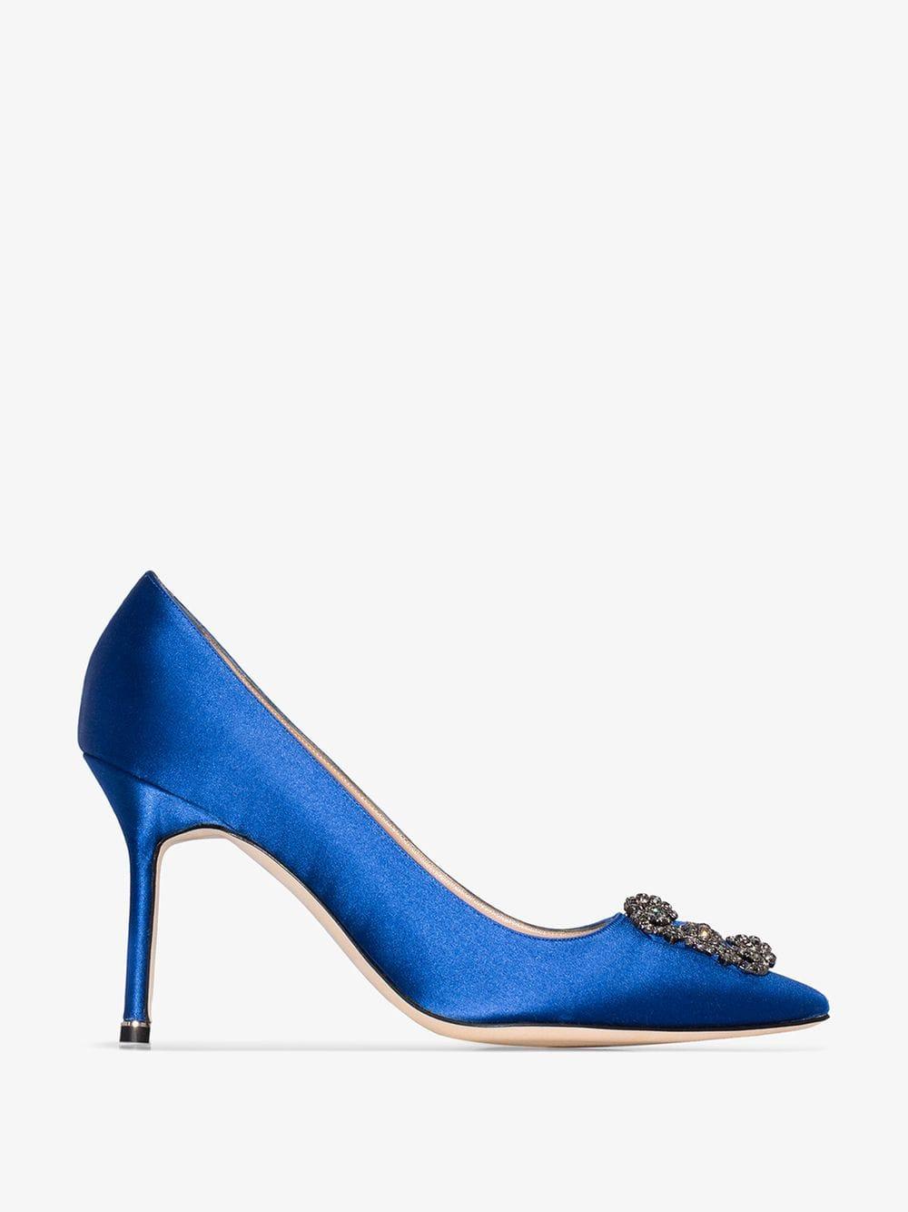 Manolo Blahnik Blue Hangisi 90 Satin Pumps - Save 1% - Lyst