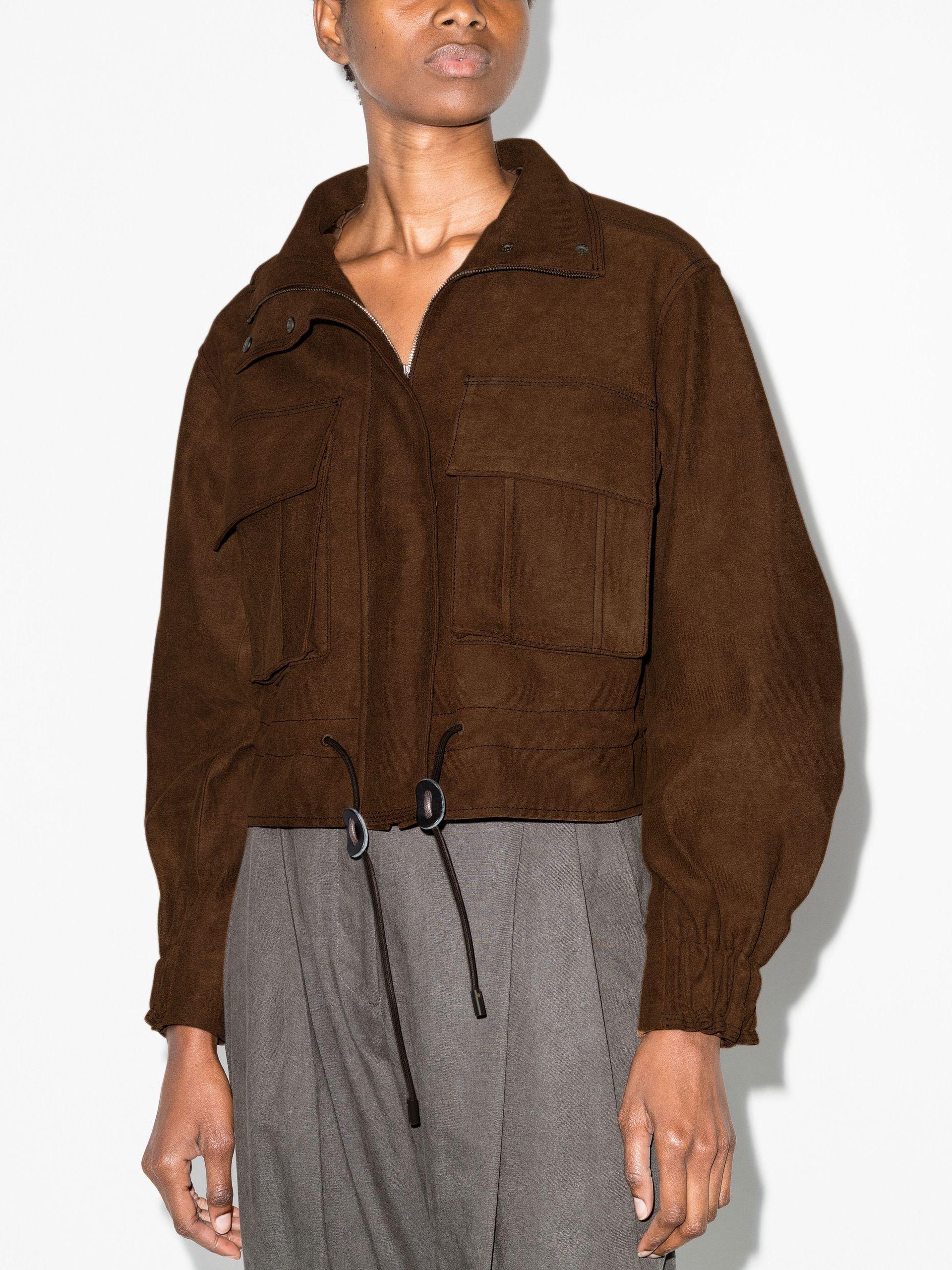 cropped faux suede jacket
