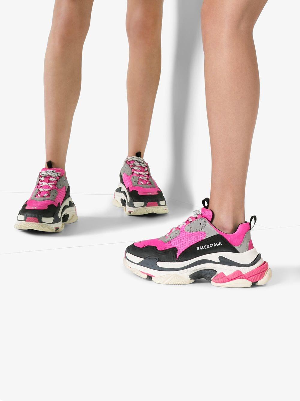 Balenciaga Pink Triple S Sneakers in Grey | Lyst UK