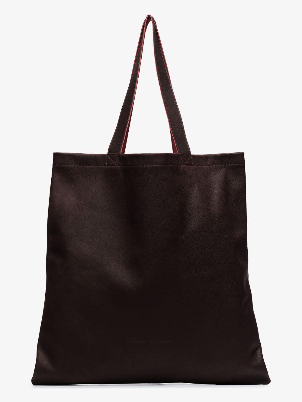 Rick Owens Brown Signature Leather Tote Bag in Silver (Metallic) for ...