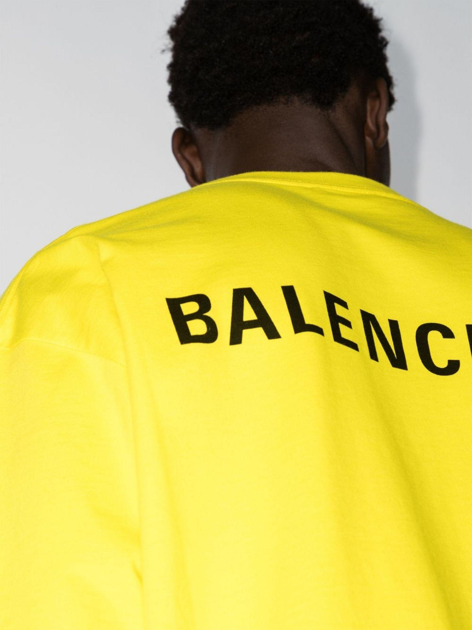 Balenciaga Logo Print Cotton T-shirt in Yellow for Men | Lyst