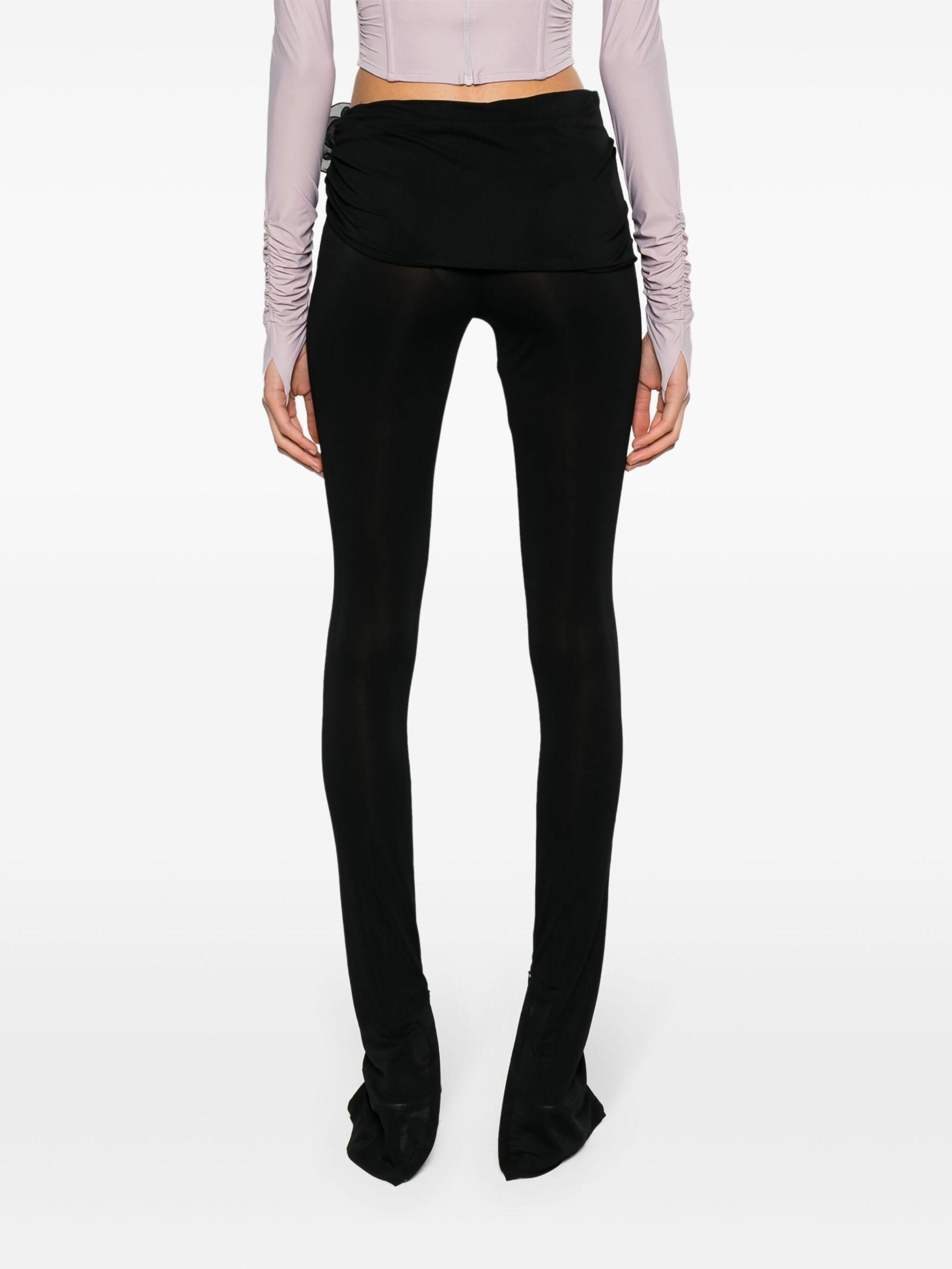 Magda Butrym Floral-appliqué Faux-leather leggings in Black