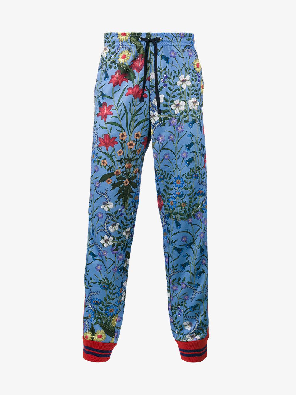 tæt jeg er tørstig Registrering Gucci Synthetic Floral Jogger Pants in Blue for Men - Lyst