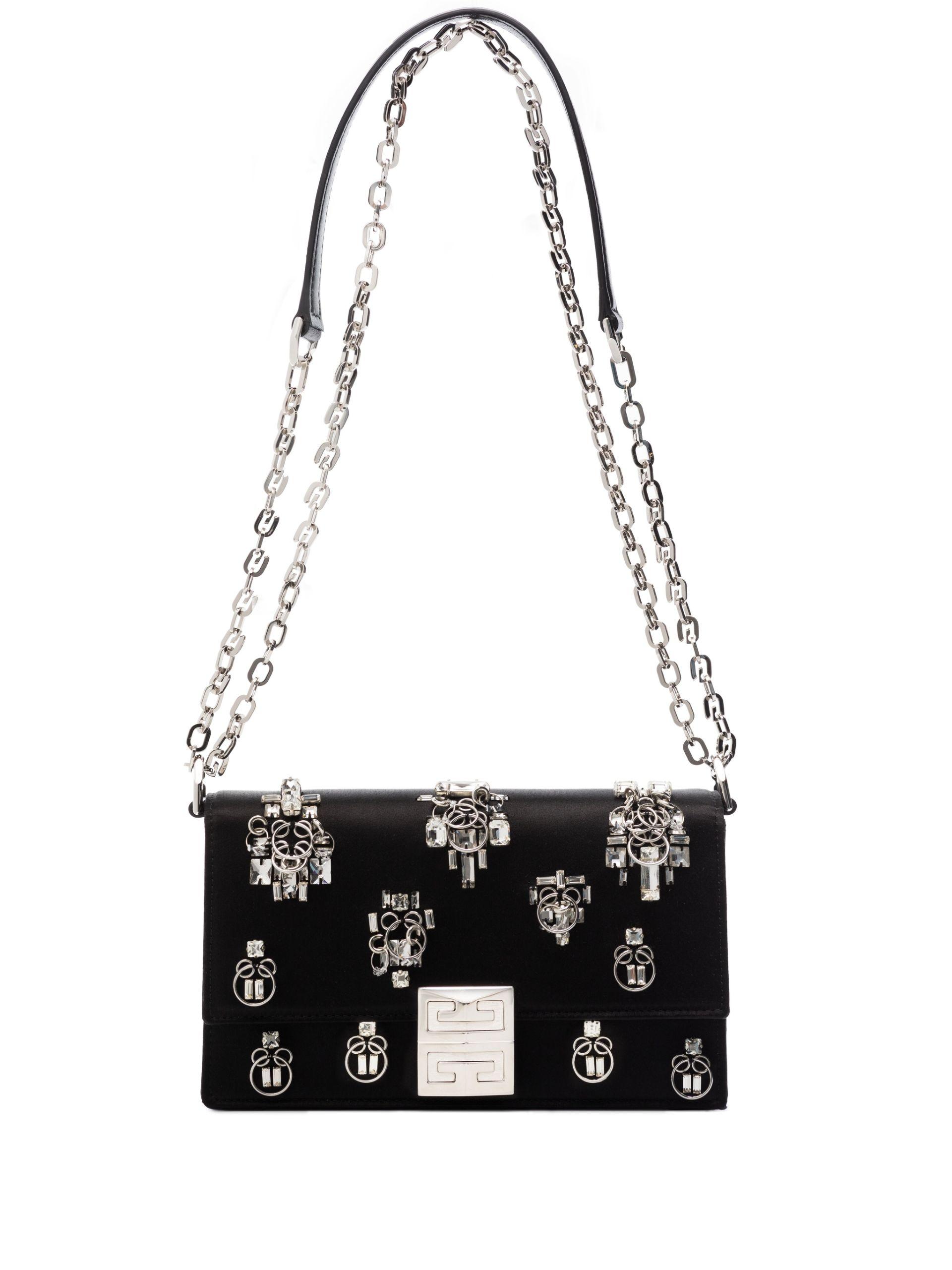 Black and white embellished cross body bag top