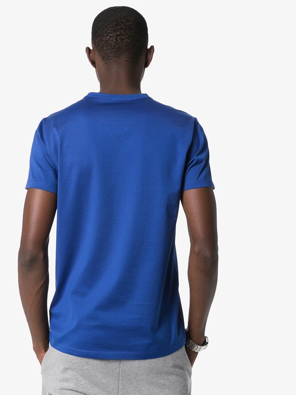 Moncler Cotton Double Logo-patch T-shirt in Blue for Men | Lyst