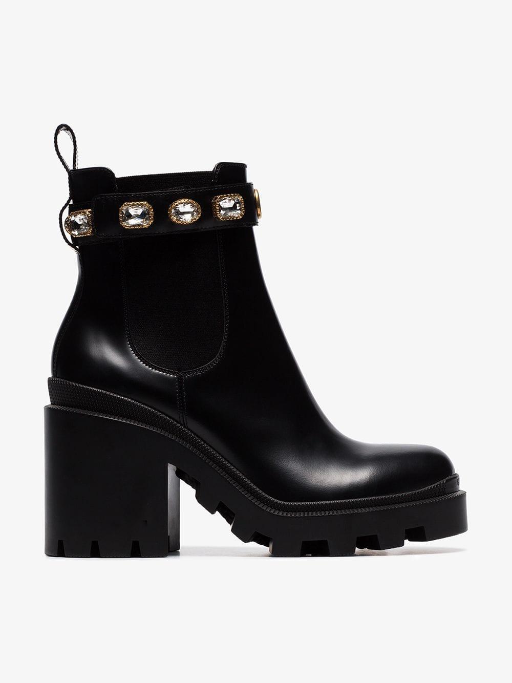 gucci leather ankle boot with belt