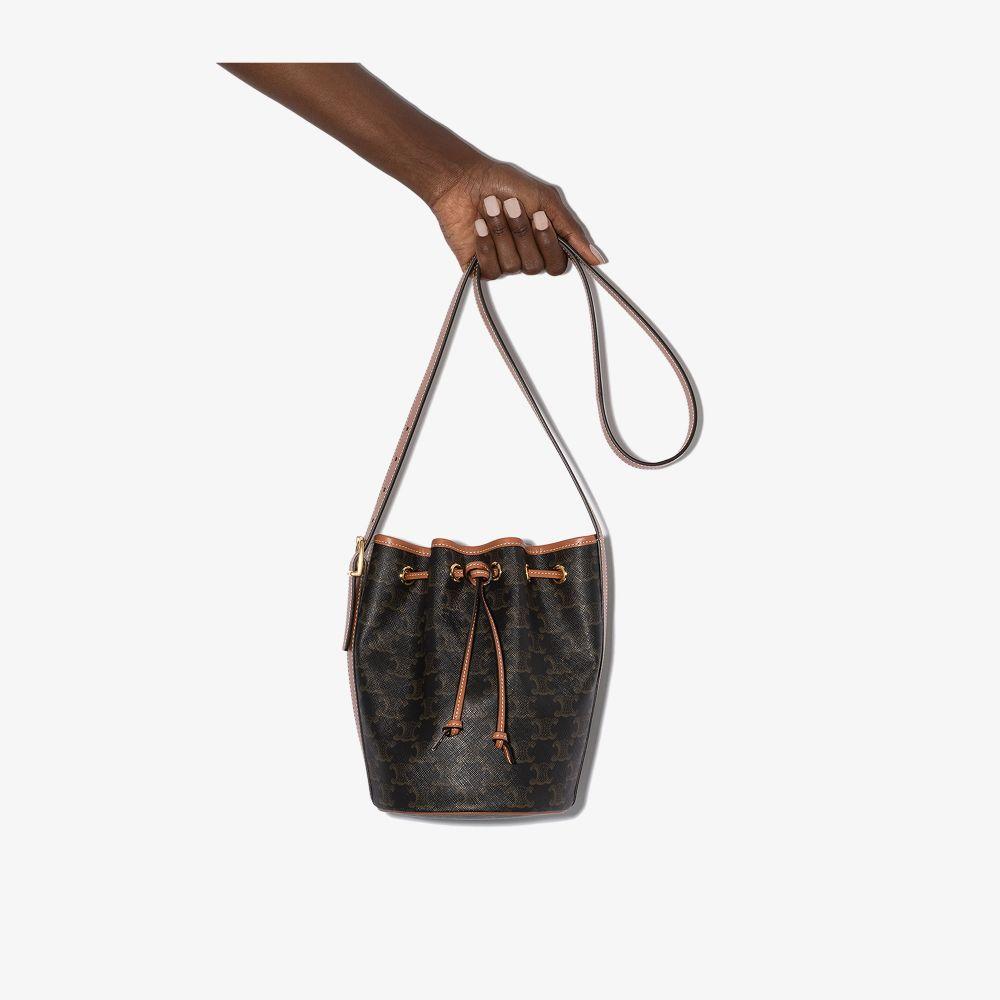 Celine Cuir Triomphe Small Bucket Canvas & Leather Shoulder Bag