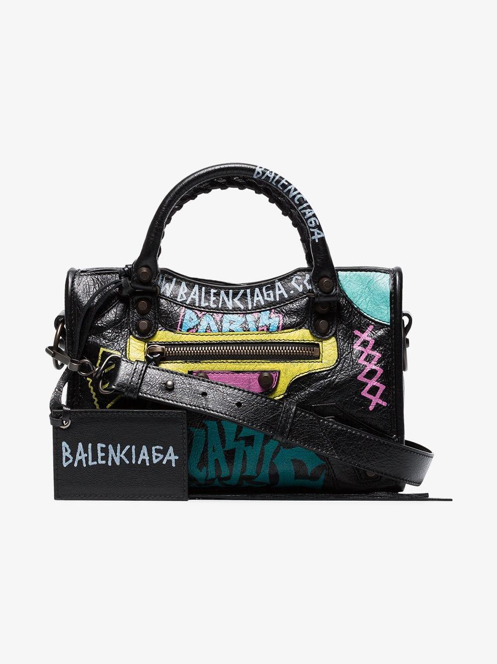 Uboxing Review on BALENCIAGA Mini City Graffiti Bag Black Multi city bag 