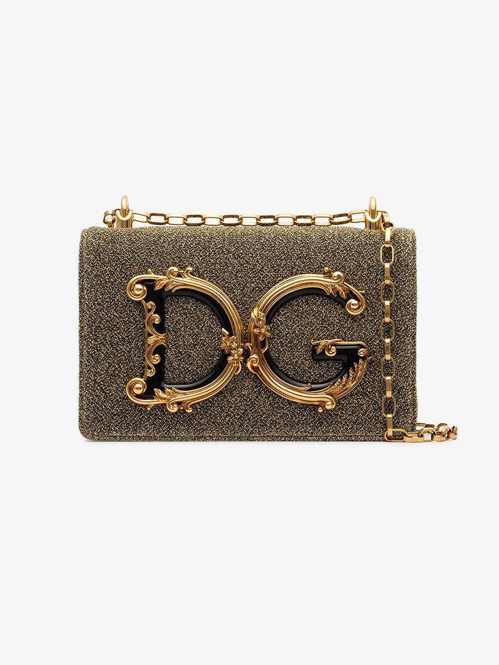 Dolce And Gabbana Synthetic Baroque Logo Shoulder Bag In Metallic Lyst