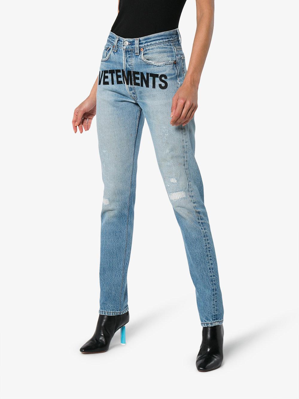 Vetements Logo Jeans in Blue | Lyst Australia