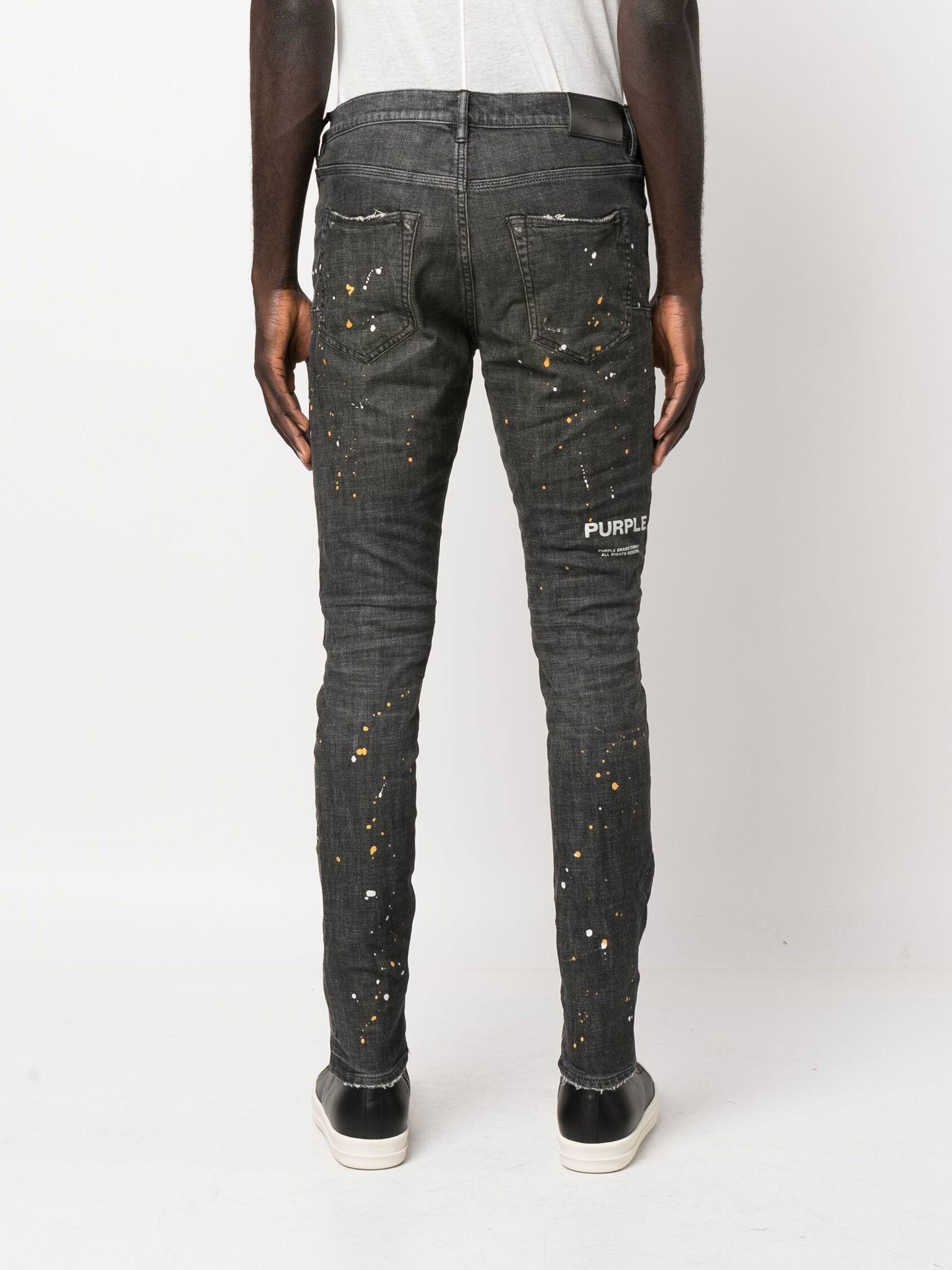 Purple Brand Black P002 Distressed Mid-rise Slim-leg Jeans in Gray for Men