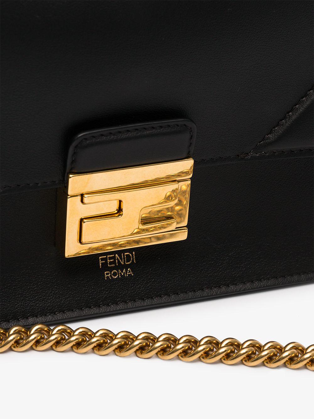 Fendi Shoulder Bag Kan U FF Monogram Motif Brown/Black in Calfskin Leather  with Gold-tone - US
